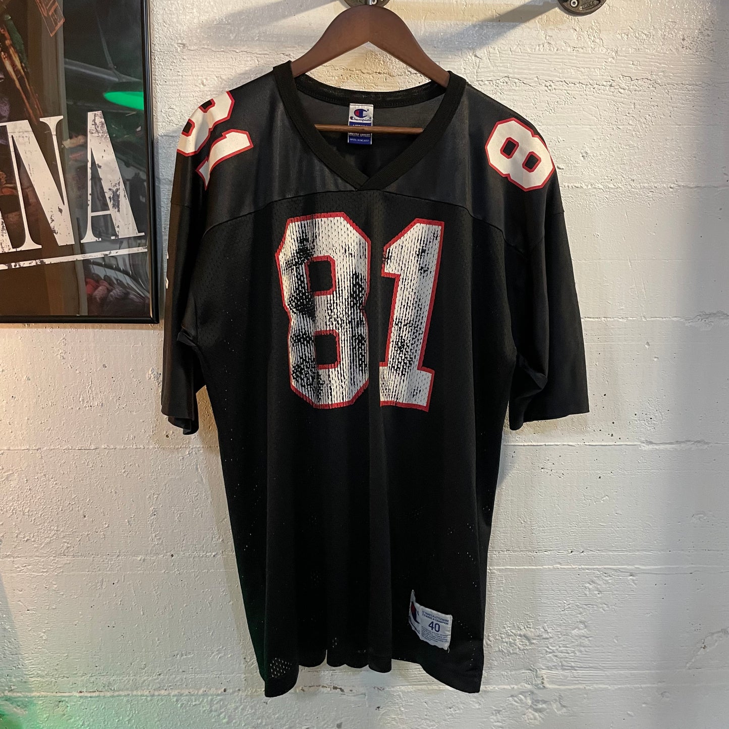 Vintage 90’s Champion Atlanta Falcons ‘Terance Mathis’ #81 Mesh Football Jersey - Size Medium - Black/White/Red