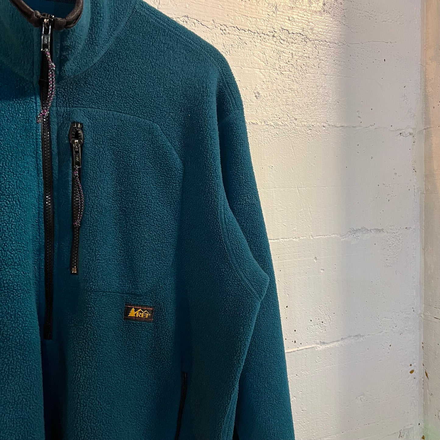 Vintage REI Polartec 1/4 Zip Pullover Fleece Jacket - Size Large - Turquoise/Black