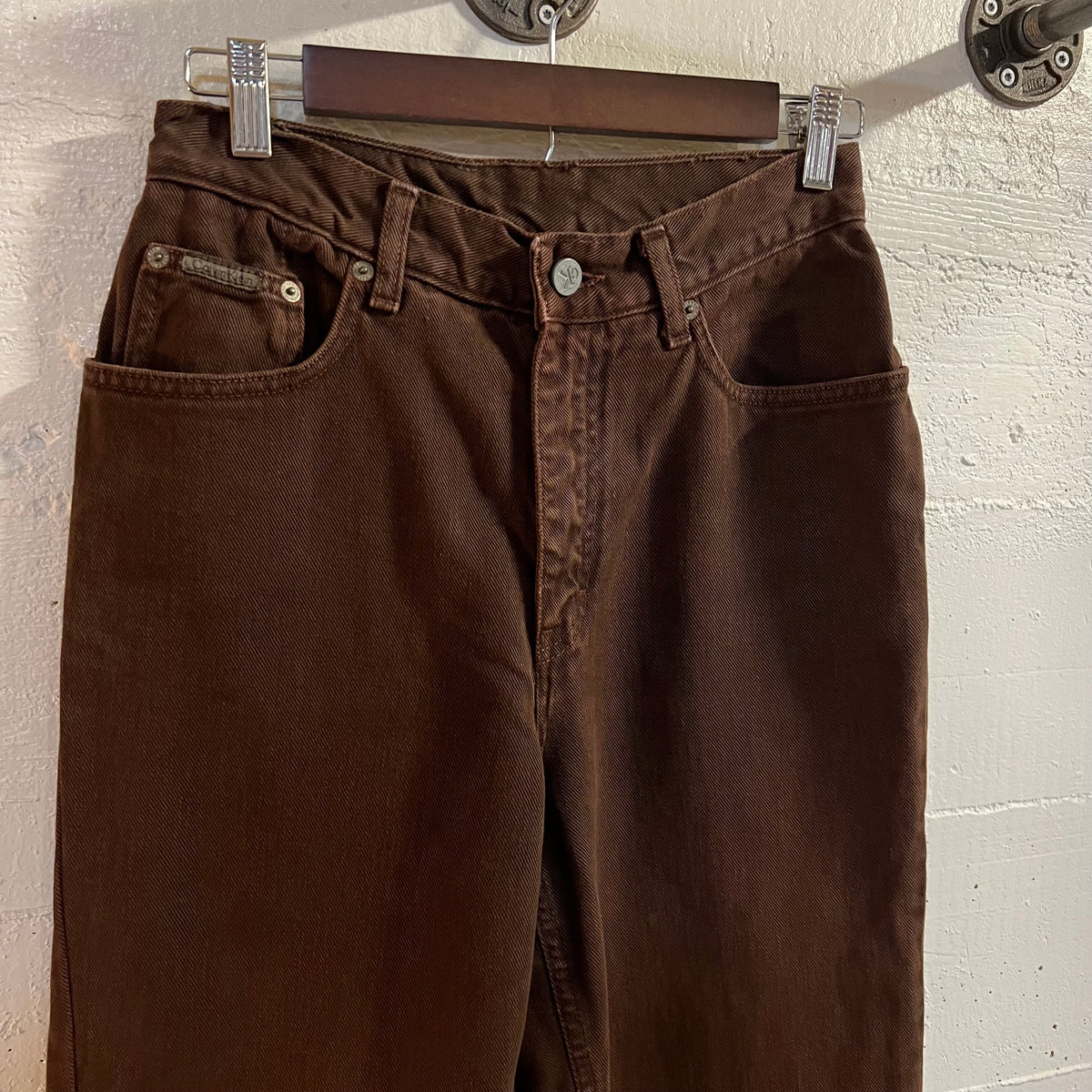 Vintage 90's Calvin Klein Jeans Brown Classic 5-Pocket Overdye Stonewash Denim Jeans - Size 8 (26"x31") - Made In USA