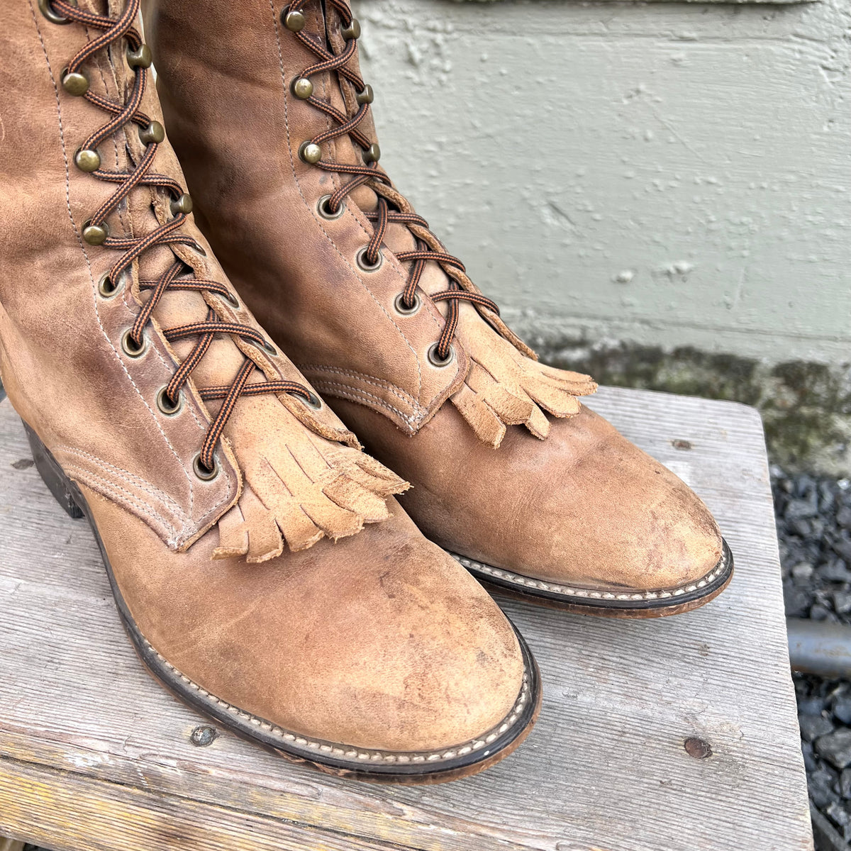 Vintage Laredo Women's Leather Lace Up Kiltie Boots - Size 10M (Medium Width) - Made In USA - Leather
