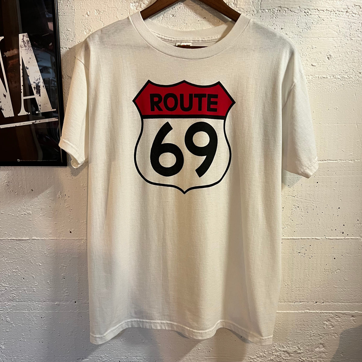 Vintage 90’s Funny Route 69 Graphic T-Shirt - Size Large - White/Black/Red