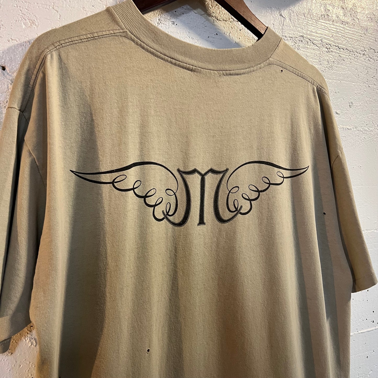 Vintage Distressed Faded Mossimo T-Shirt - Size Large - Tan/Grey/Black