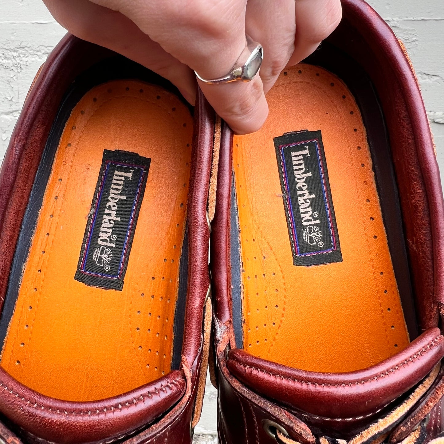 Vintage Timberland Classic Leather W/ Gum Soles Boat Shoes - Size Men's 10/Women's 11 - Brown/Orange