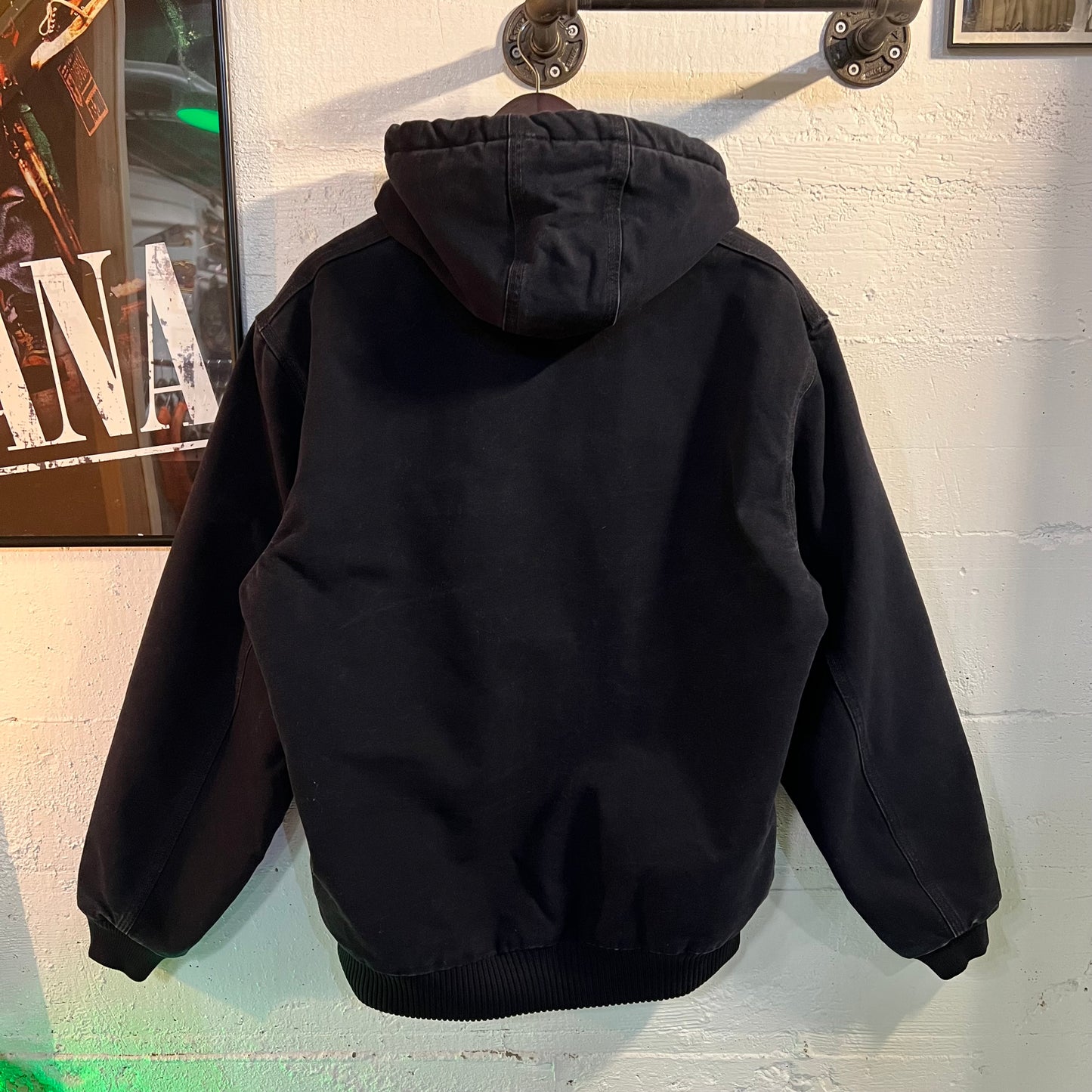 Vintage Carhartt J130 MDT Duck Canvas Hooded Jacket - Size Medium - Navy Blue