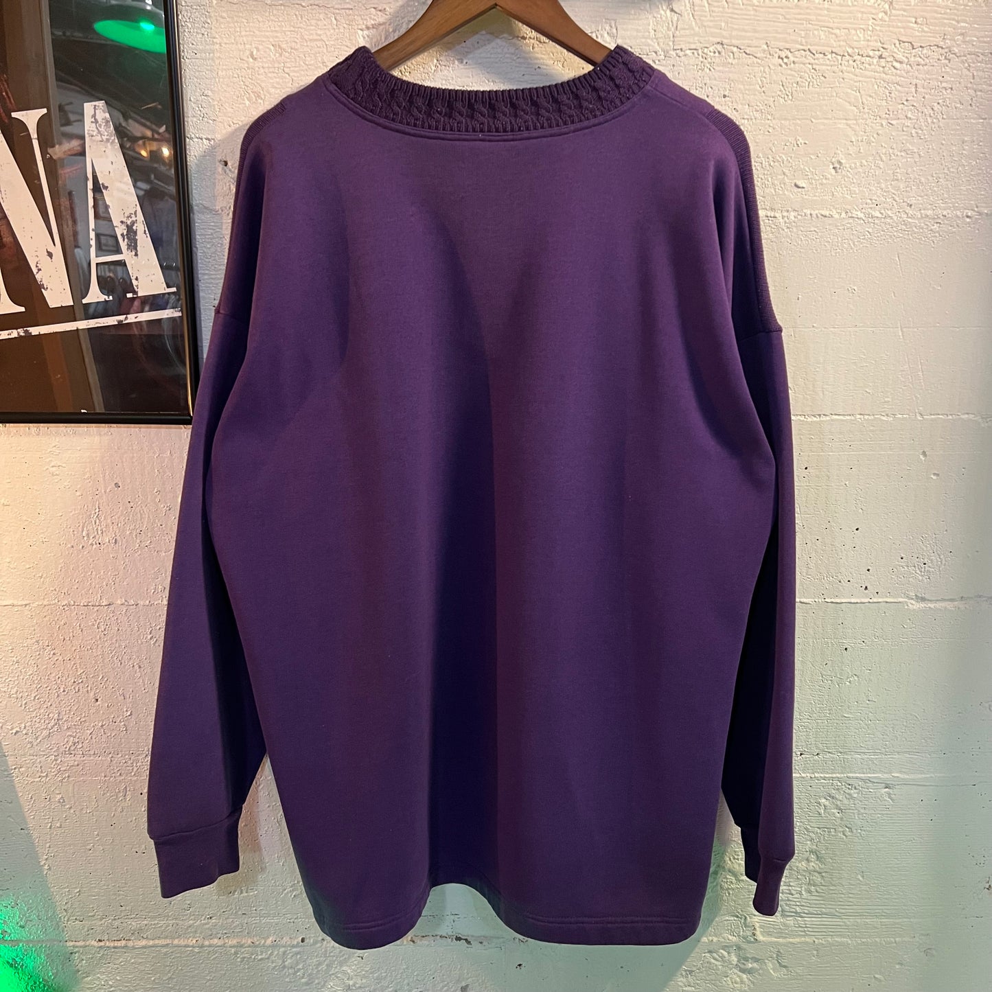 Vintage Embroidered Australia Wildlife Half Knitted/ Half Crewneck Sweatshirt - Size XL - Made In Australia - Purple