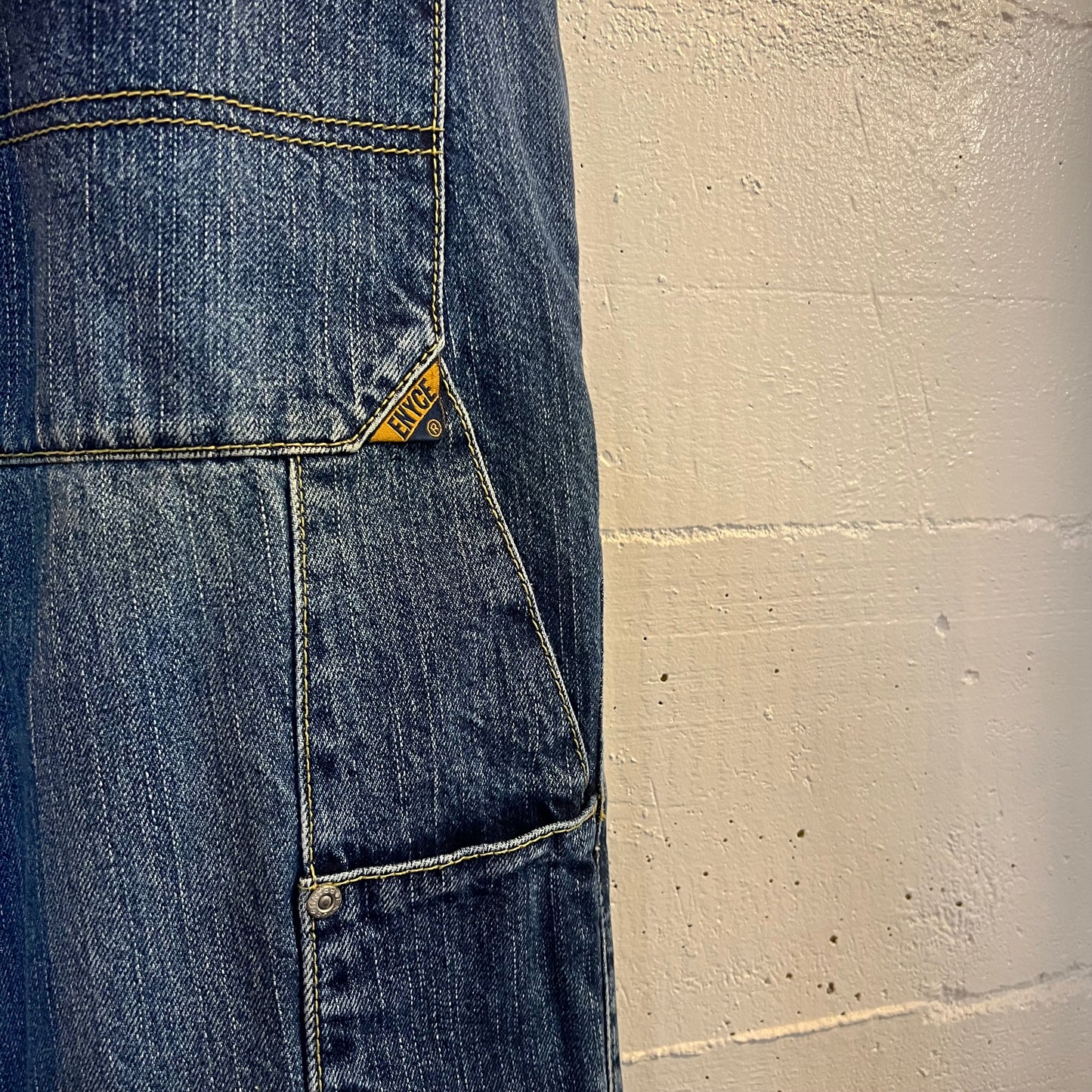 Vintage Enyce Brand Denim Double Knee Baggy Cargo Jeans - Size 40 - Dark Wash