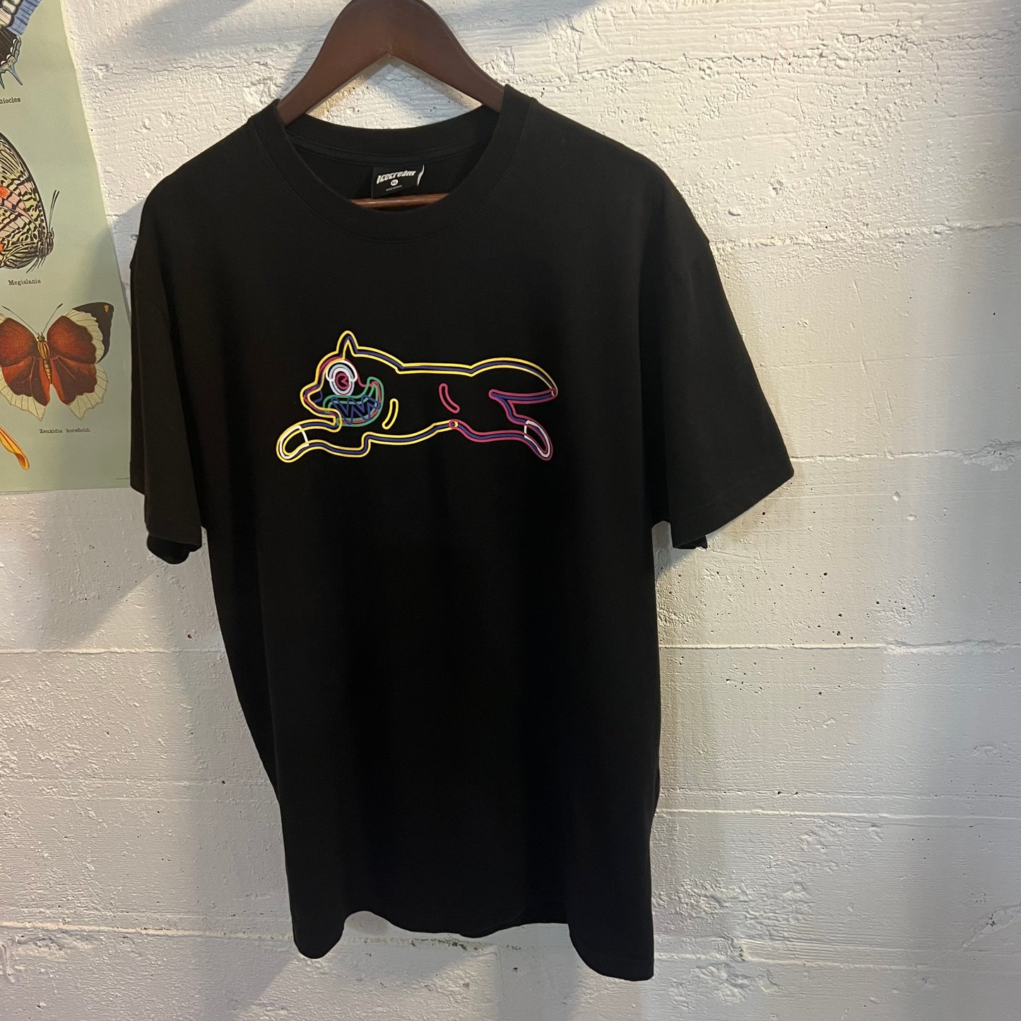 *Pre-Owned* Ice Cream Running Dog T-Shirt - Size Large - Black