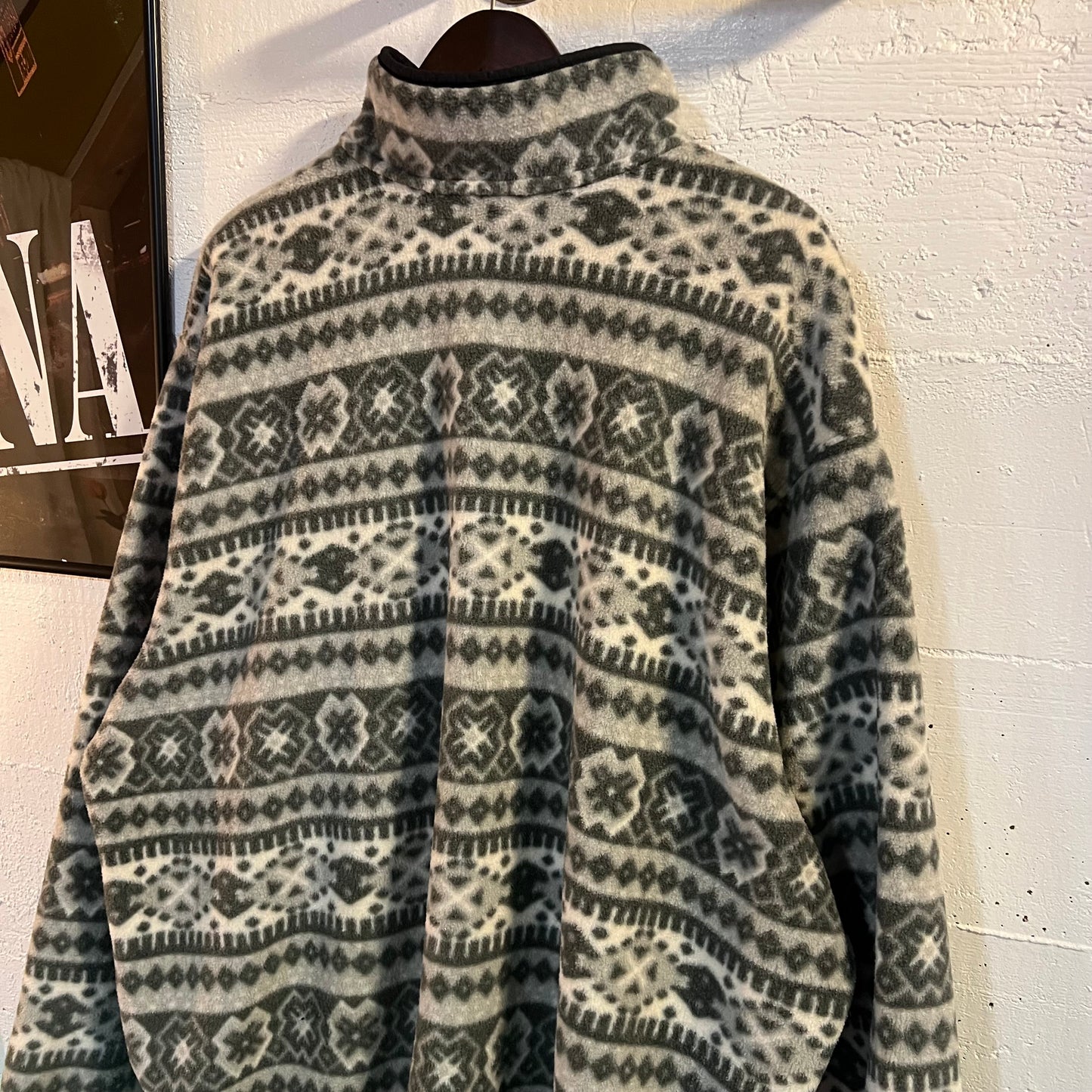 Vintage 90's L.L. Bean Pullover Norwegian Snap Fleece Jacket - Size XXL - Made In USA - Grey/White/Black