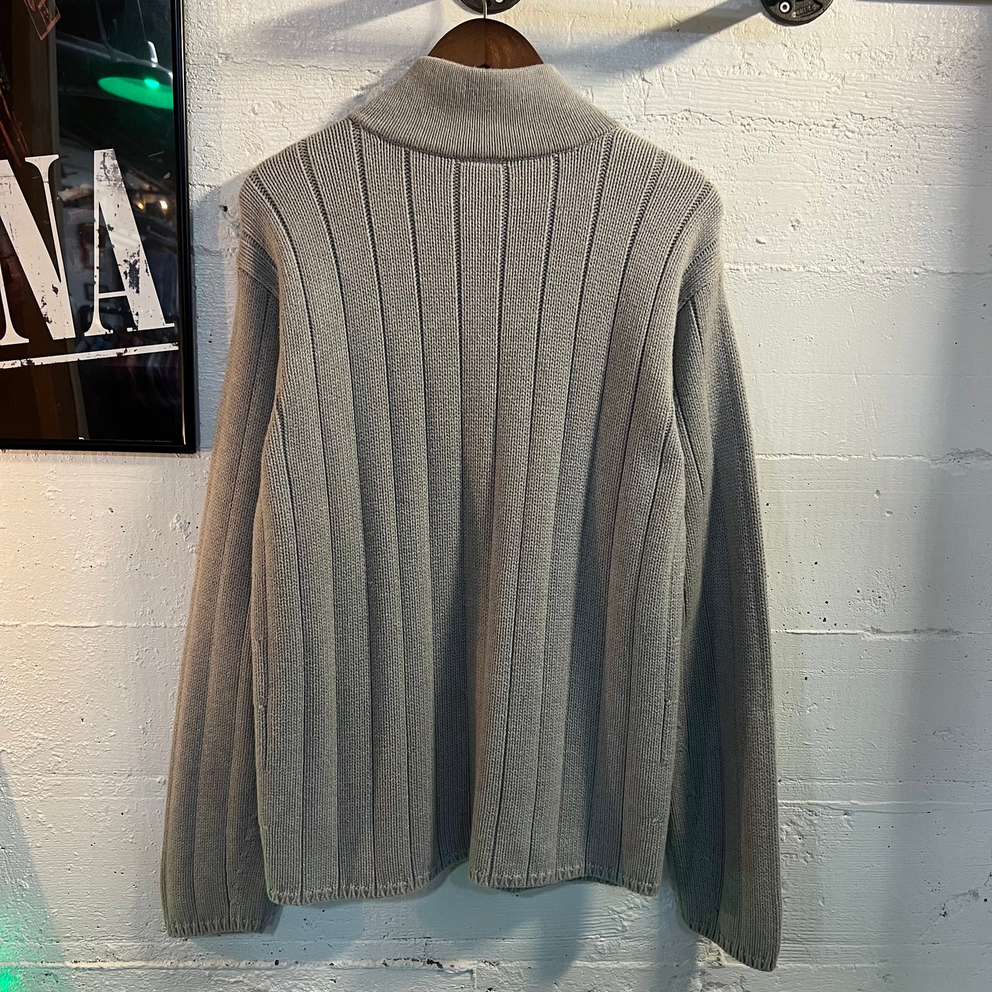 Vintage 90's Polo Jeans Co. Ralph Lauren Flag Knit Quarter Zip Sweater - Size Large - 100% Cotton