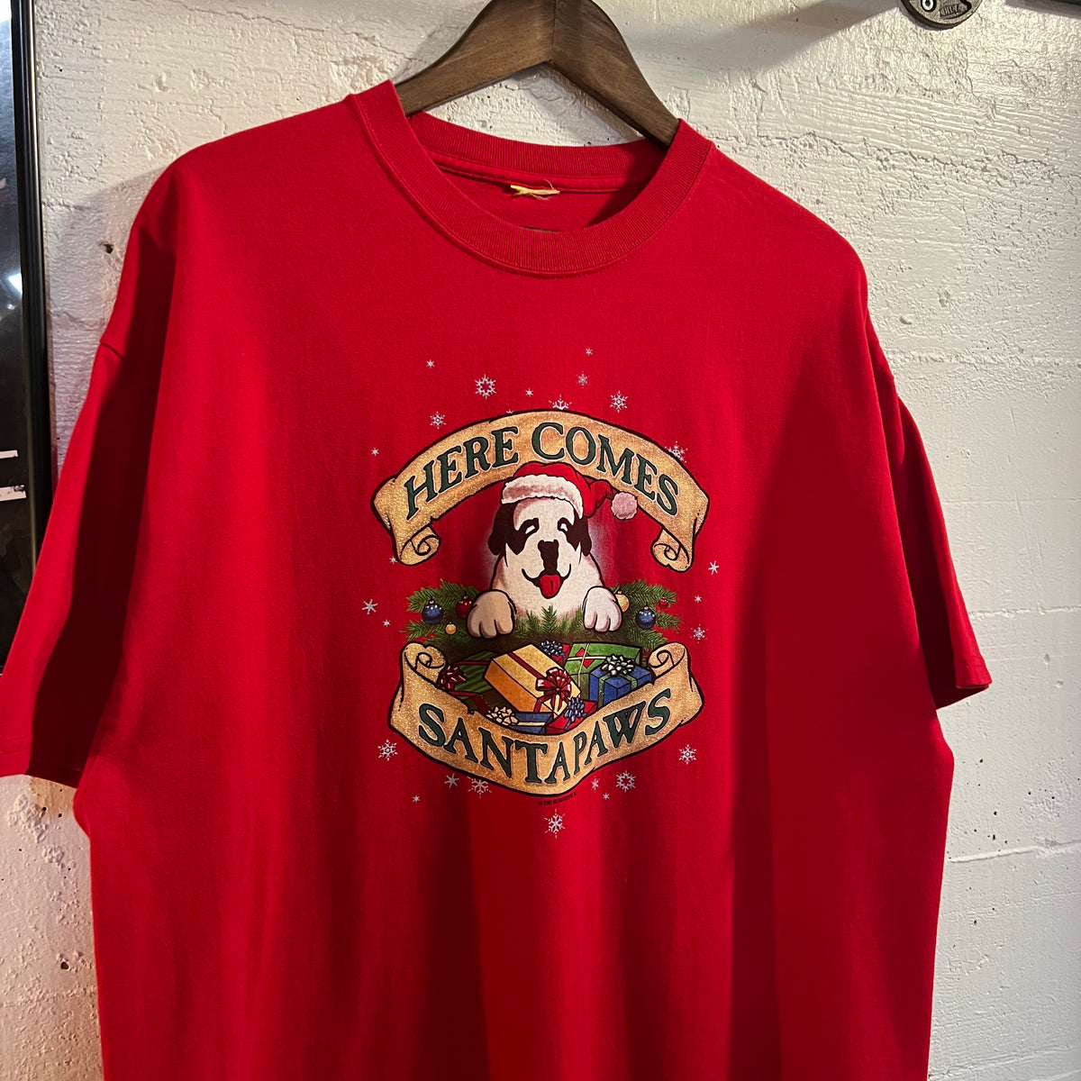 Vintage 2005 Big Dogs 'Santa Paws' Christmas Holiday Graphic T-Shirt - Size XL - Red