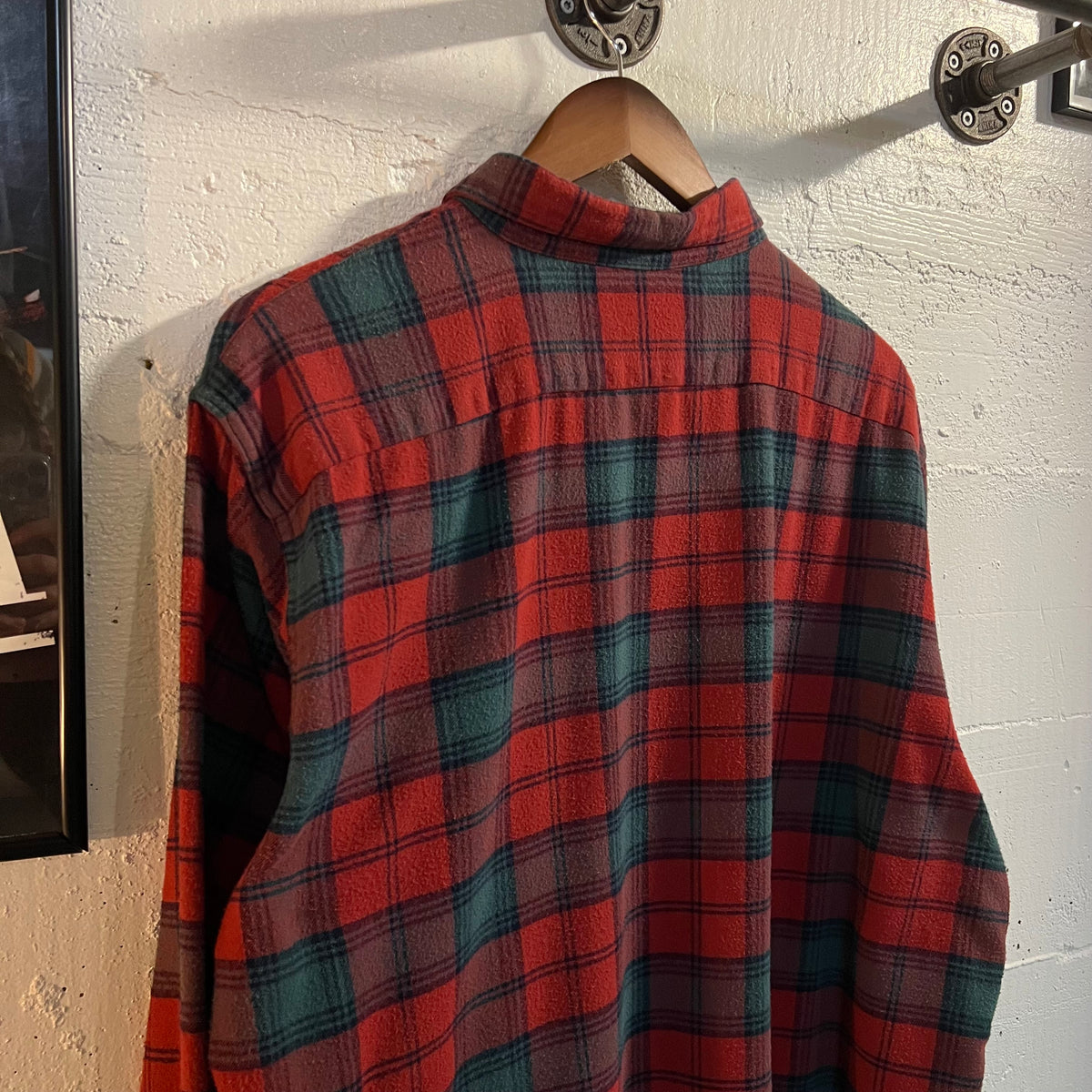 Vintage 90's L.L. Bean Plaid Button Up Flannel - Size XL - Made In USA - Red/Green
