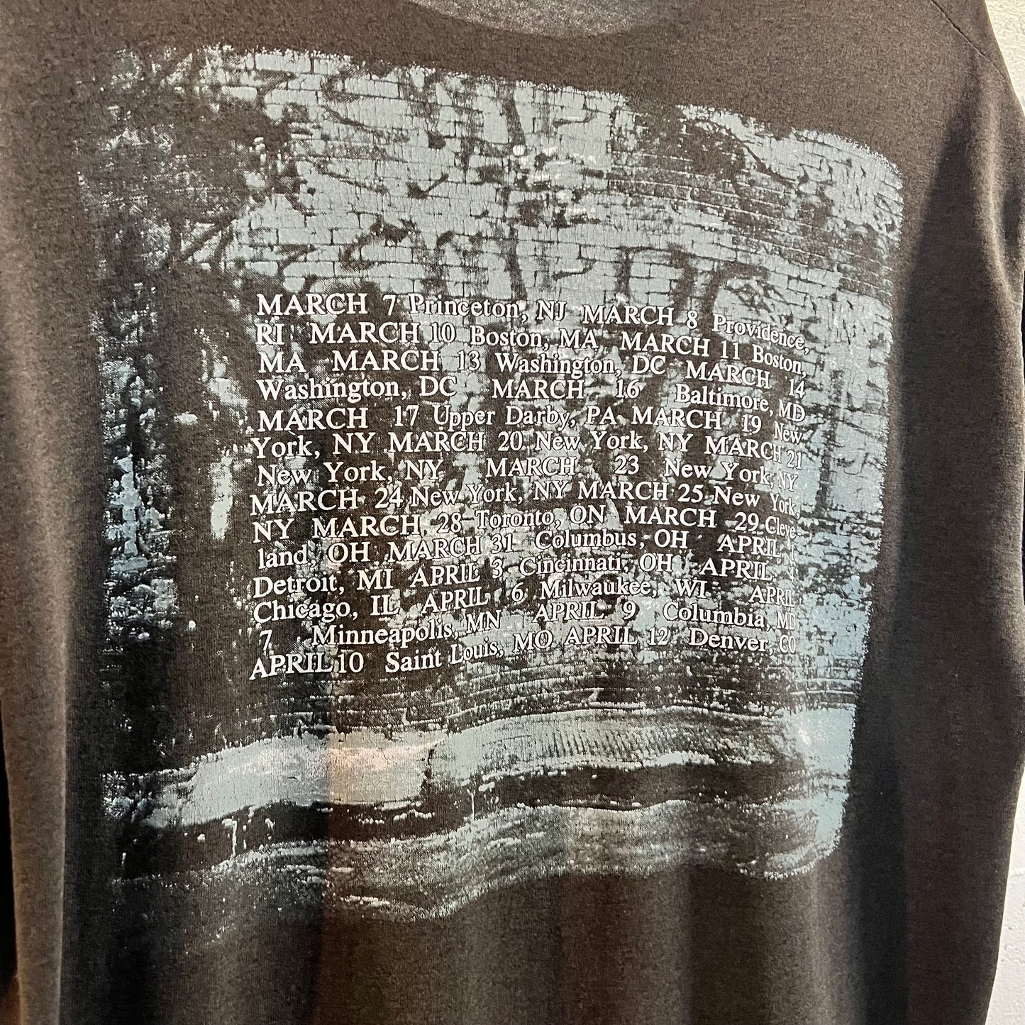 Vintage 80’s Distressed Lou Reed ‘New York’ Tour Band T-Shirt - Size Large - Faded Black/Grayish Blue