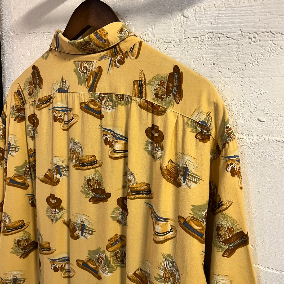 Vintage Polo Ralph Lauren Summer Hat All Over Print Rayon Loop Collar Aloha Hawaiian Shirt - Size XL - 100% Rayon