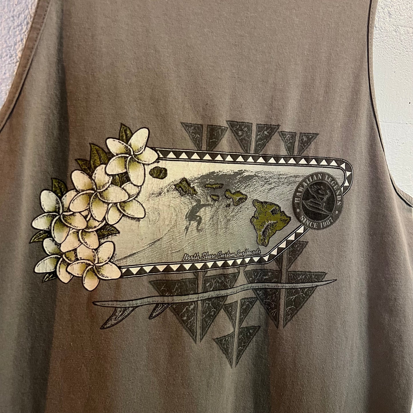 Vintage 90's Hawaiian Legends North Shore Tank Top - Size XL - Gray