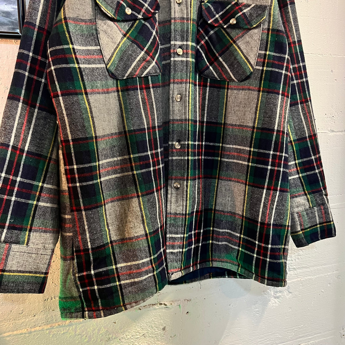 Vintage 80's High Sierra Plaid Quilted Wool Blend Flannel Shirt - Size Large - Multi/Plaid