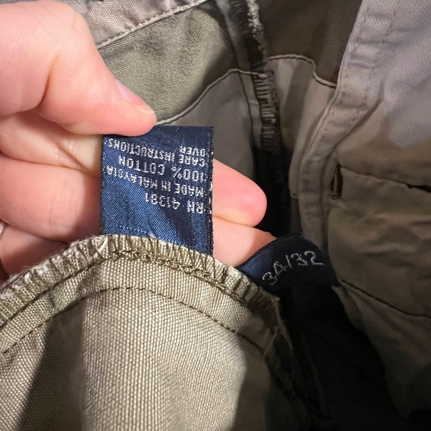 Vintage 90's Polo Ralph Lauren Multi Pocket Olive Drab Cotton Roll-Up Cargo Pants - Size 34" x 32" - Olive Drab