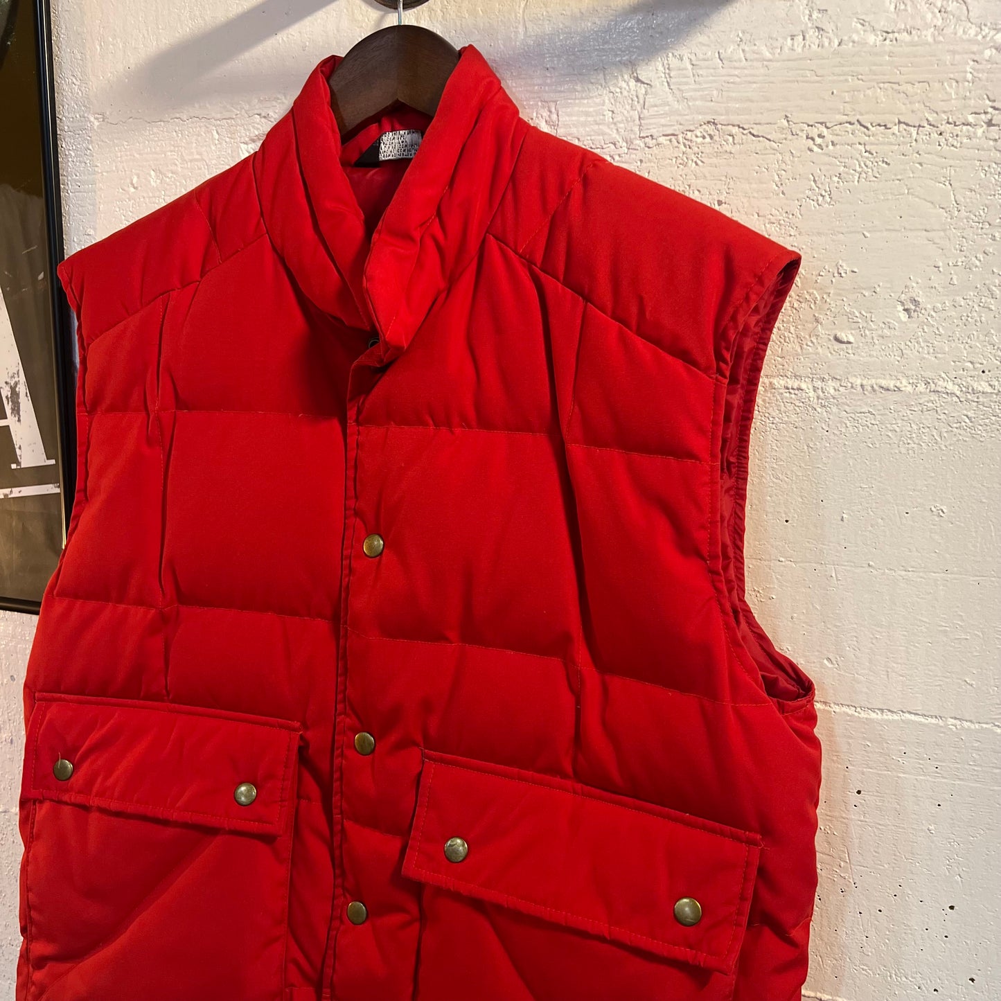 Vintage 1980's Black Sheep Western Down Puffer Snap Vest - Size Medium - Red