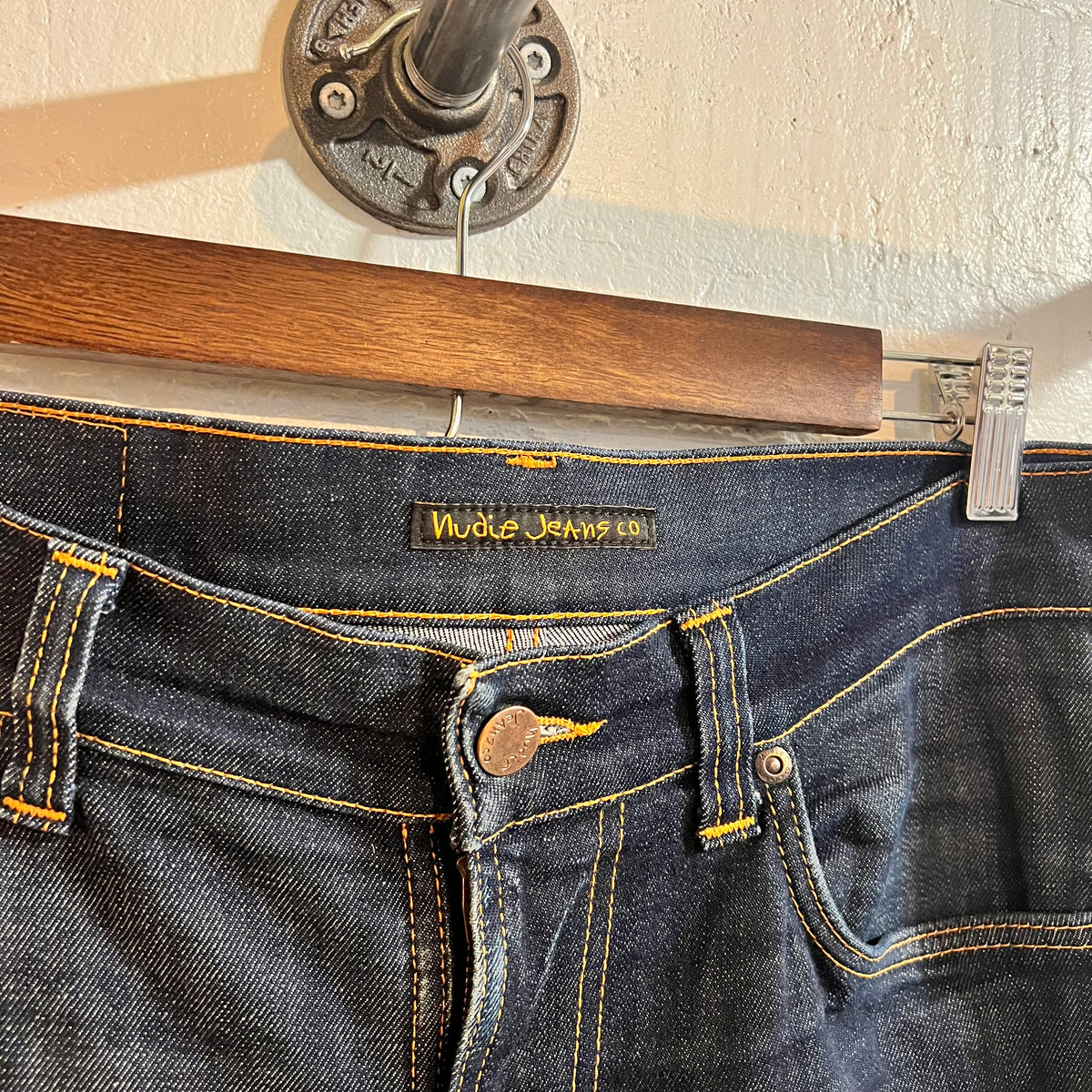 *Pre-Owned* Nudie Jeans Lean Dean 'Dry 16 Dips' Raw Denim Jeans - Size 31" x 30.5" - Made In Italy