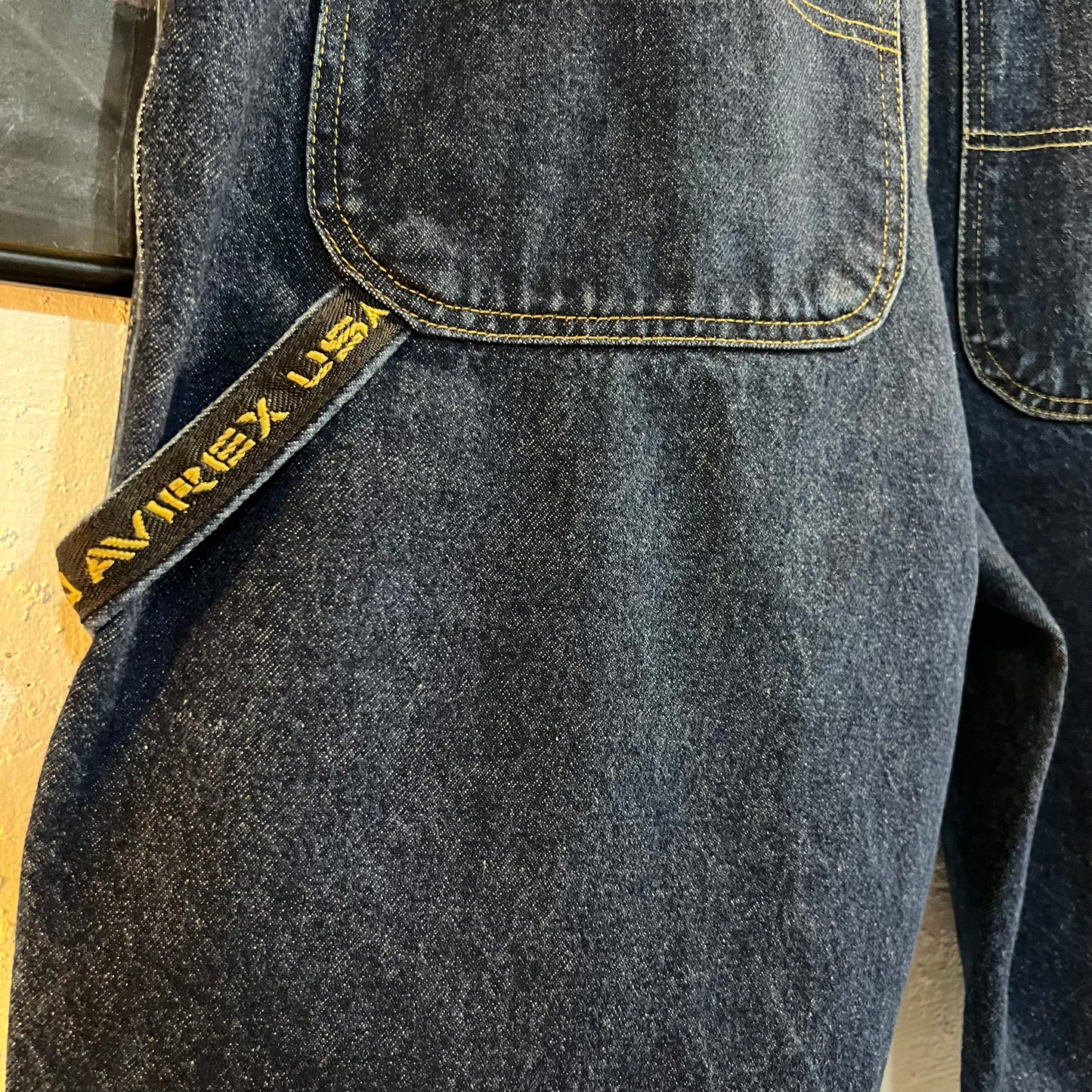 Vintage 90's Avirex Heavyweight Baggy Denim Utility Jean Shorts (Jorts) - Size 38" - Dark Wash Indigo