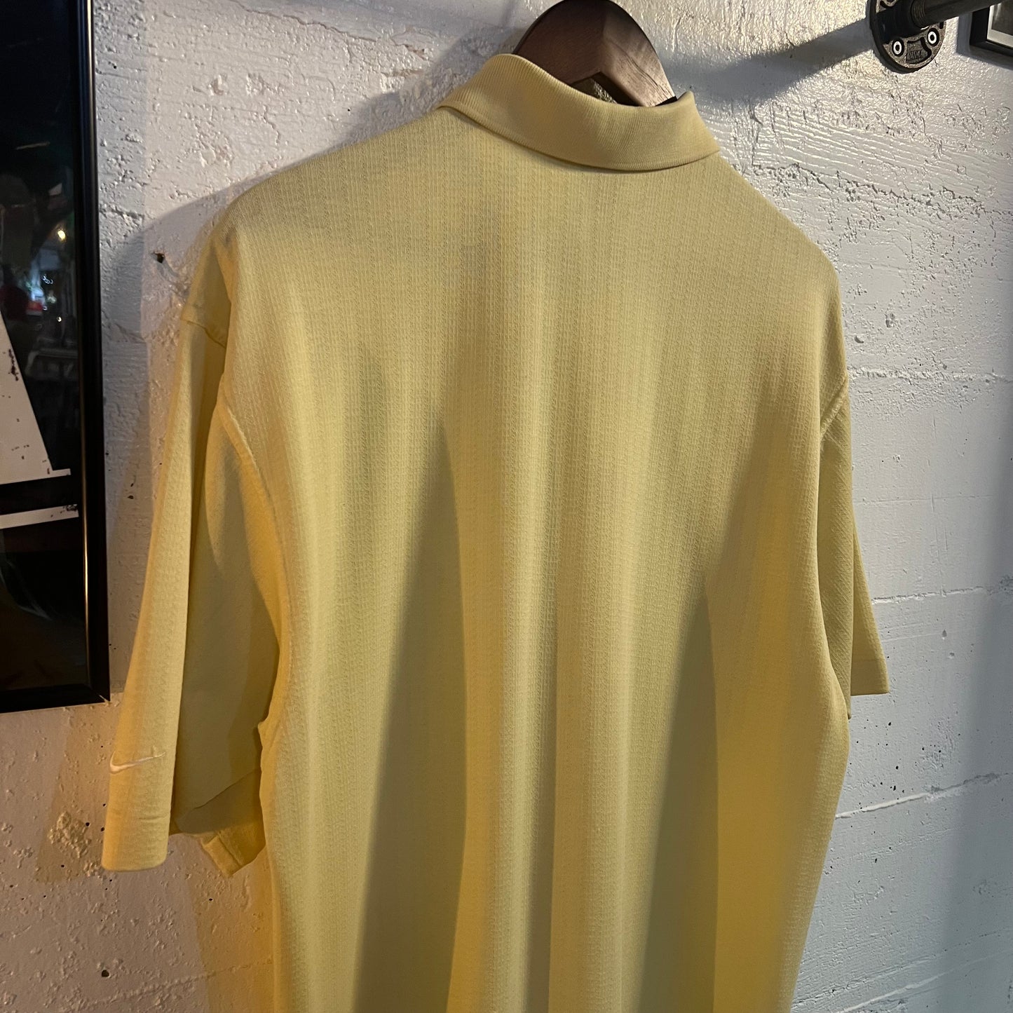 Vintage 2000's Nike Pique Cotton Mini Swoosh Polo Shirt - Size Medium - Light Yellow