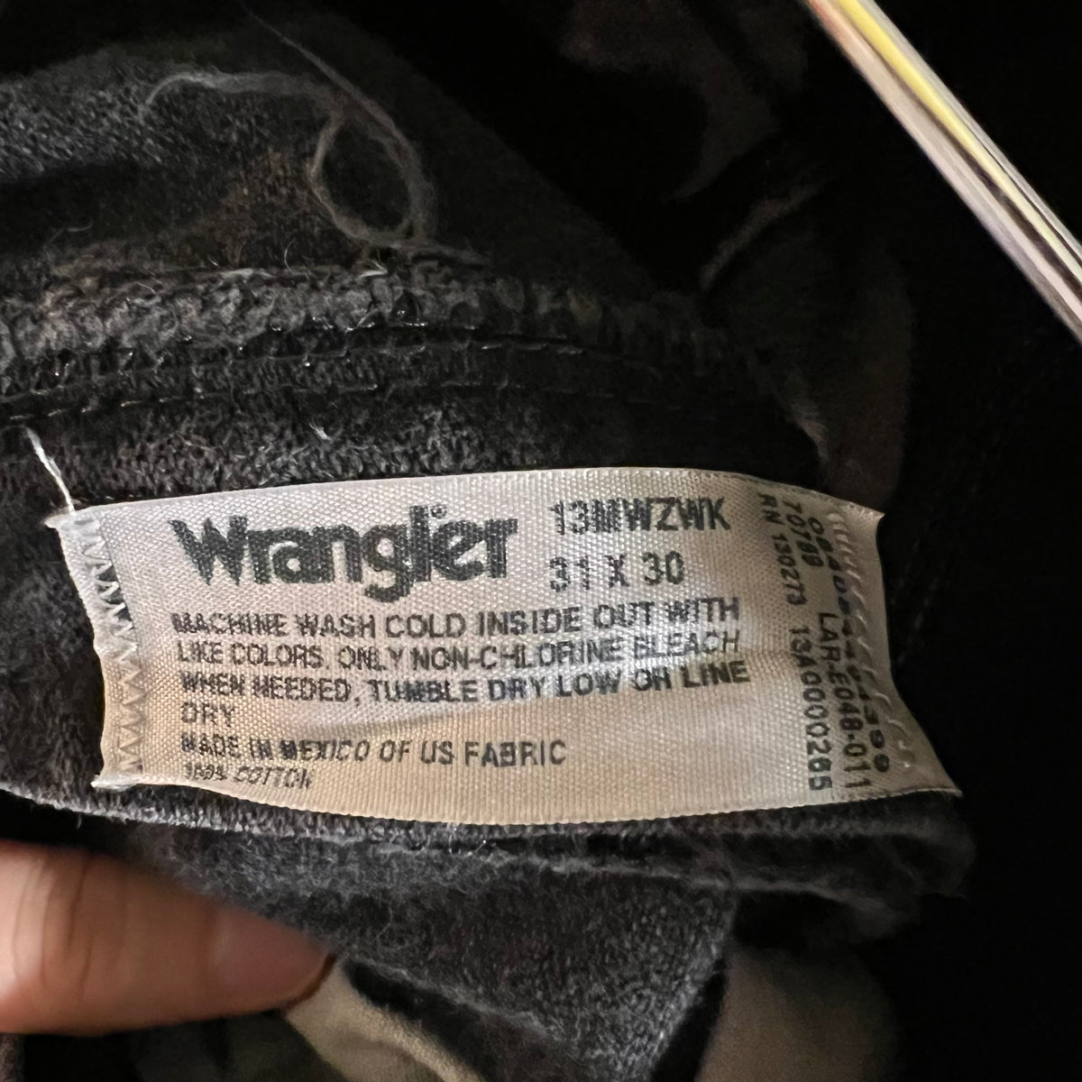 Vintage Wrangler 13MWZWK Cowboy Cut Denim Jeans - Size 31" x 30" - Faded Black - 100% Cotton