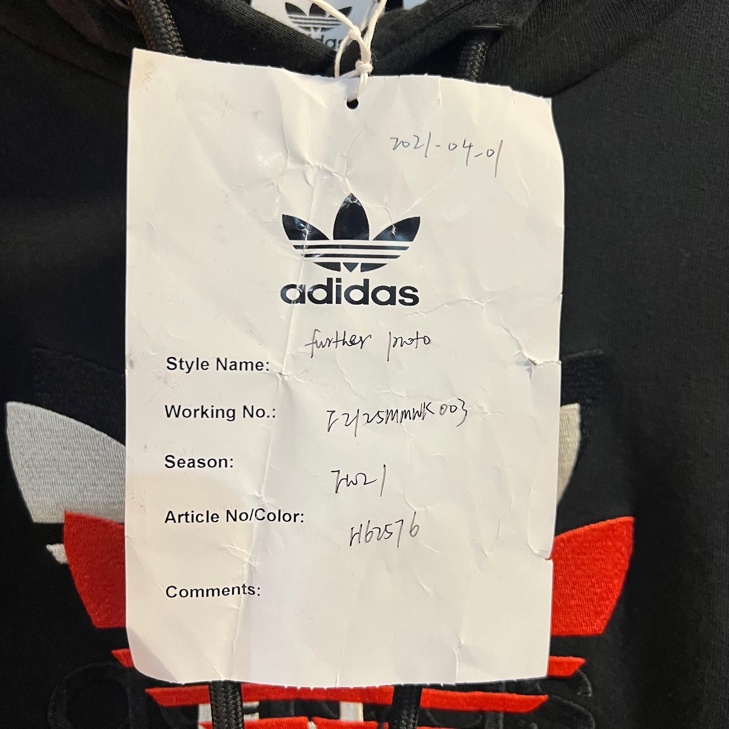 Sample Adidas X Consortium Midwest Kids Embroidered Hooded Sweatshirt (SS23) - Size Medium - Black/White/Red