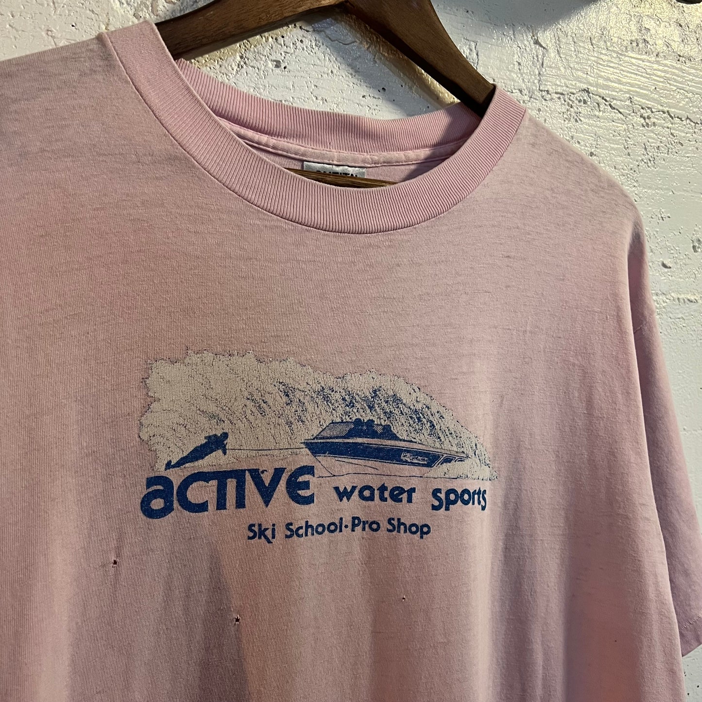 Vintage 90's Distressed Single Stitch 'Active Water Sports' Graphic T-Shirt ' - Size XL - Made In USA