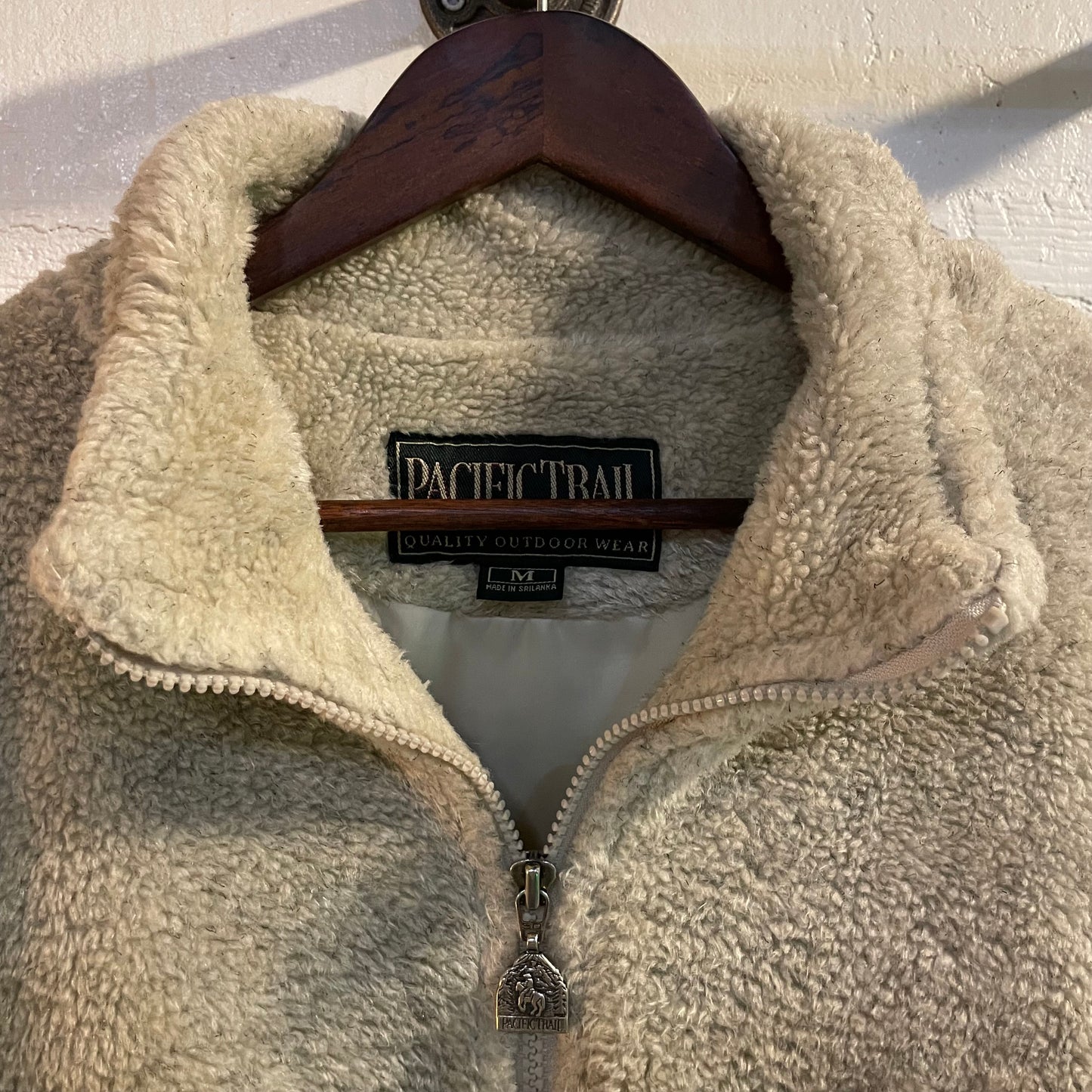 Vintage Pacific Trail Deep Pile Fleece Zip-Up Jacket - Size Medium - Beige