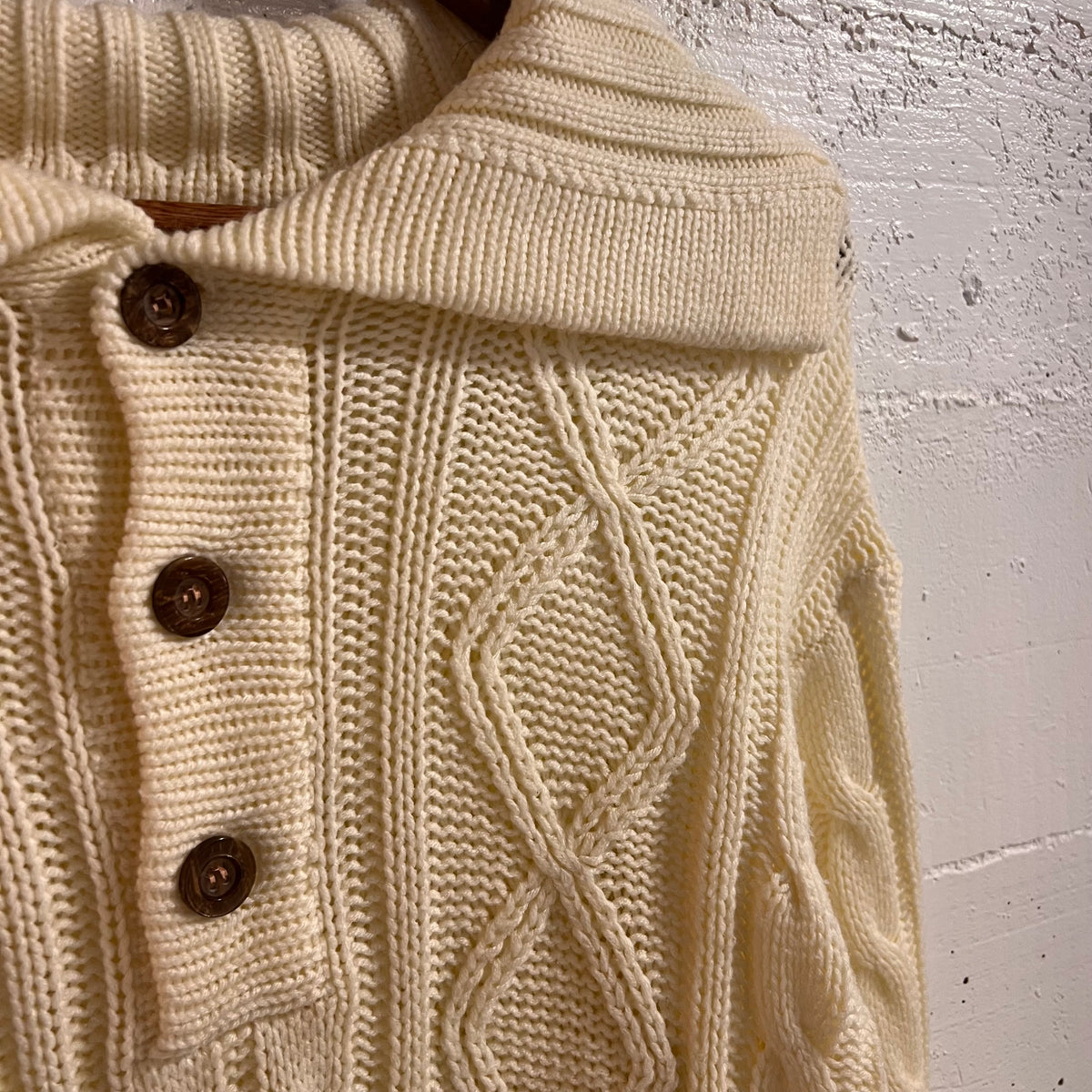 Vintage 70’s Sears Kings Road Fisherman’s Cable Knit Pullover Knitted Sweater - Size Medium - Cream