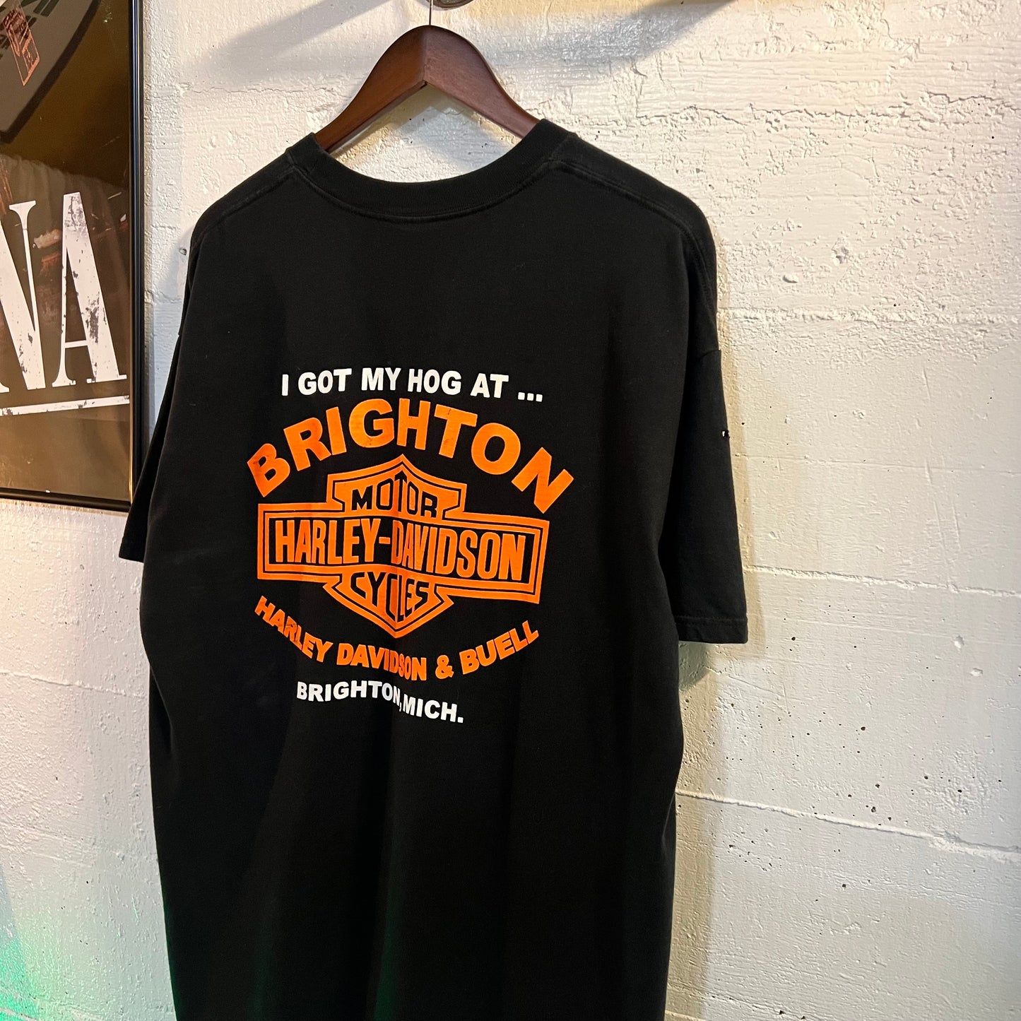 Vintage 90's Harley Davidson Brighton, Michigan Classic Logo T-Shirt - Size Large - Black/Multicolor