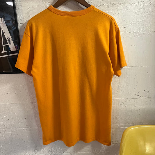 Vintage 80’s Champion Single Stitch T-Shirt - Size Large - Made In USA - Orange/White/Blue