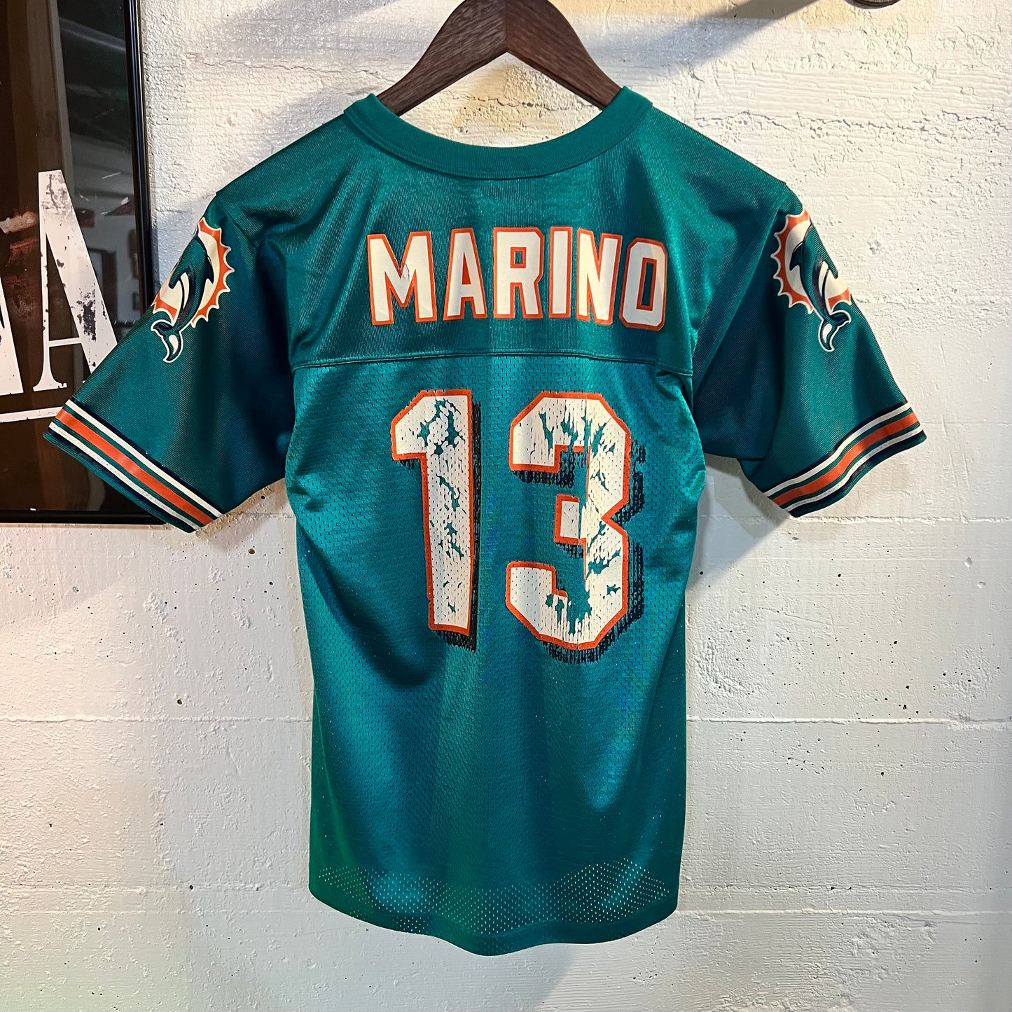 Vintage Logo Athletic Miami Dolphins ‘Marino #13’ Mesh Football Jersey - Size Medium - Teal/Orange/White