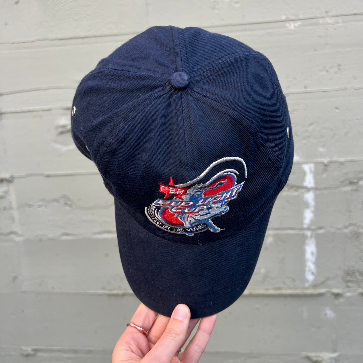 Vintage 90's Bud Light Pro Bull Riding Embroidered 6-Panel Adjustable Strapback Dad Hat - O/S - Navy/Red