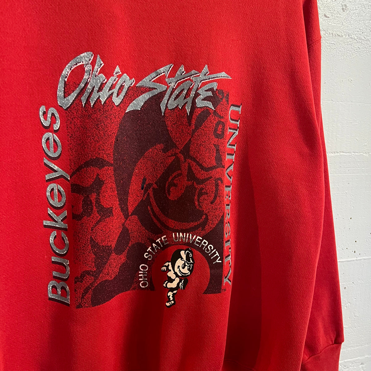 Vintage 90's Ohio State University Buckeyes Discus Athletic Crewneck Sweatshirt - Size Large - Made In USA - Red
