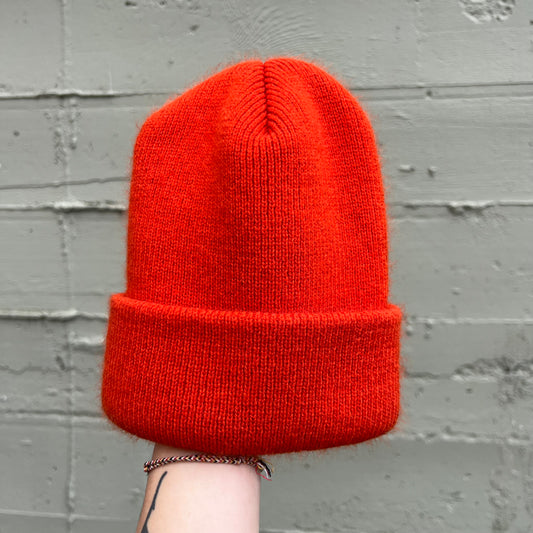 Vintage Blaze Orange Watch Cap Beanie - O/S - Made In USA - Blaze Orange