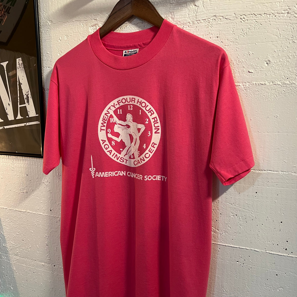 Vintage 90’s American Cancer Society 24hr Run Single Stitch T-Shirt - Size Large - Made In USA - Pink/White
