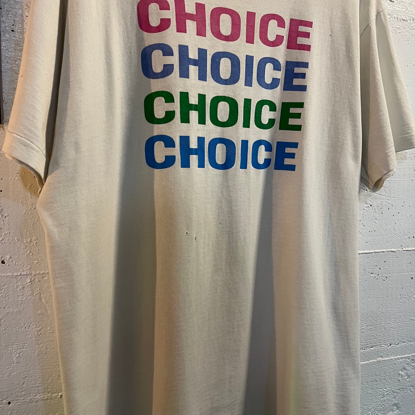 Vintage 90's Distressed Single Stitch 'Choices' T-Shirt - Size XL - White