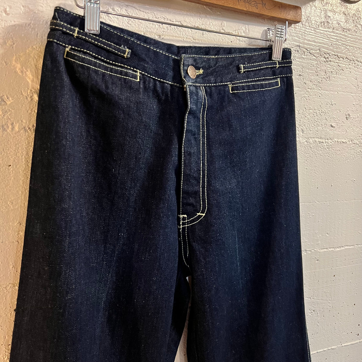 Vintage 70’s Jean St. Germain Paris High Waisted Raw Denim Jeans - Size Women’s 10/11 - Fabric Made In USA - Raw Denim