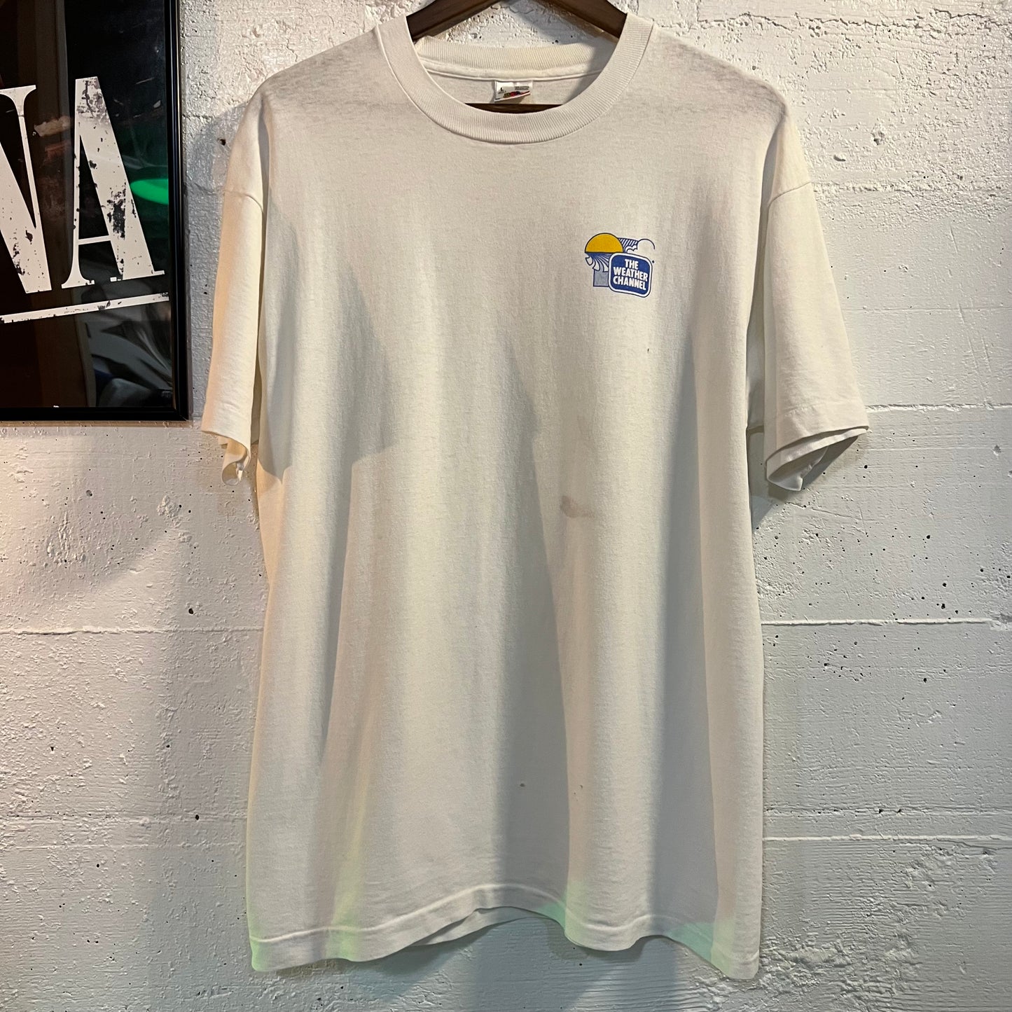 Vintage 90's Distressed The Weather Channel Single Stitch T-Shirt - Size Large - Made In USA - White