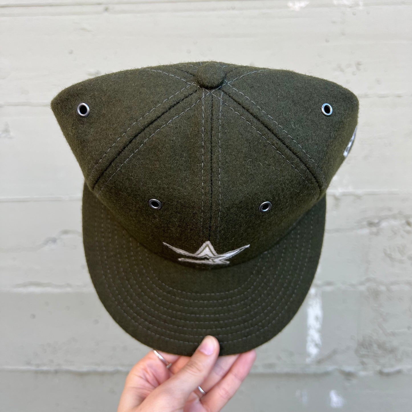 *New* New Era Houston Astros Cooperstown Collection Wool 59Fifty Retro Crown Fitted Ball Cap - 7-3/4 - Olive/White