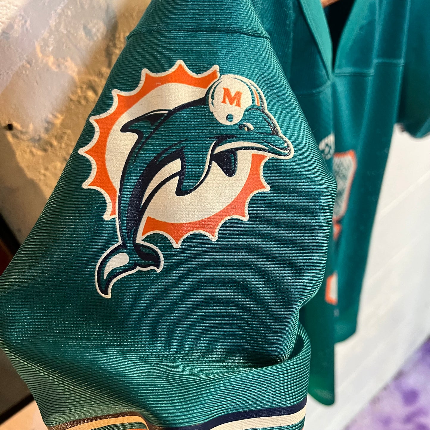Vintage Logo Athletic Miami Dolphins ‘Marino #13’ Mesh Football Jersey - Size Medium - Teal/Orange/White