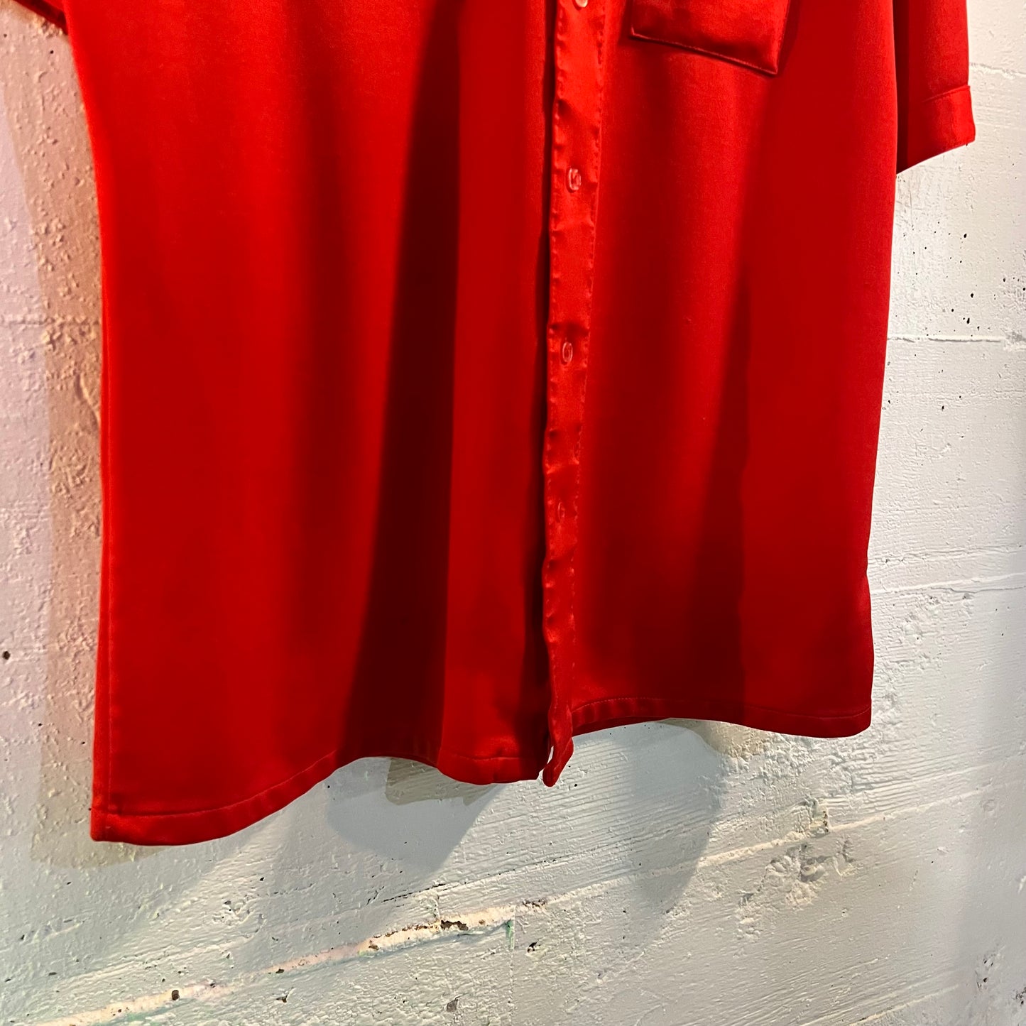 True Vintage 70’s JCPenney Polyester Short Sleeve Button Up Shirt - Size XL - Red