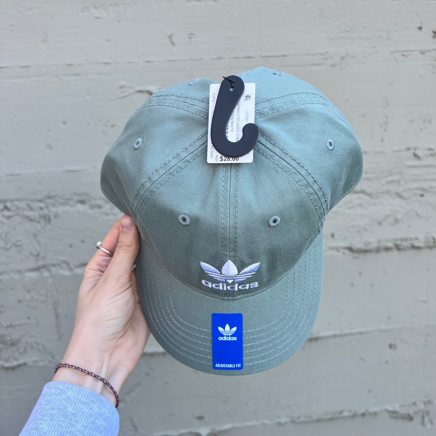 *New* Adidas Originals Relaxed Strapback Hat - O/S - Silver Green/White