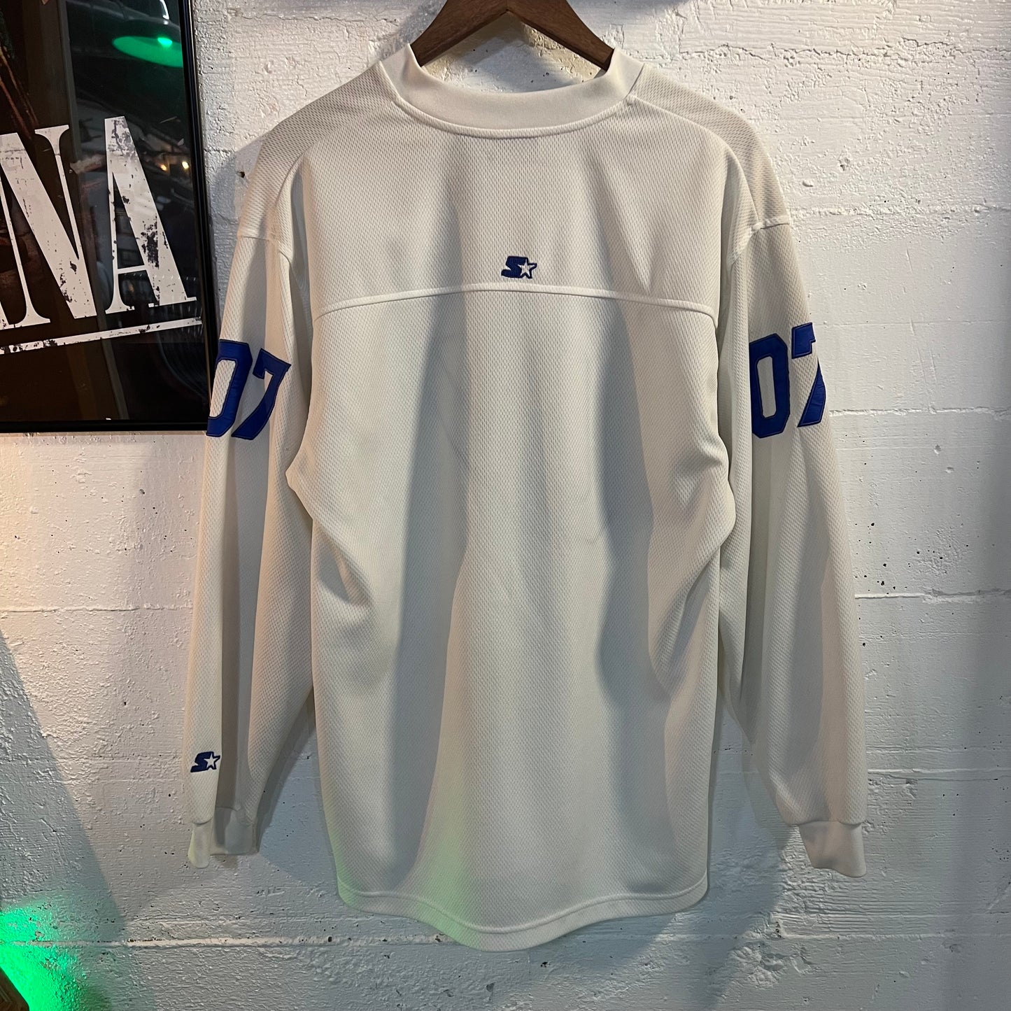 Vintage 2000's Starter 07 Long Sleeve Stitched Jersey - Size Medium - White/Blue