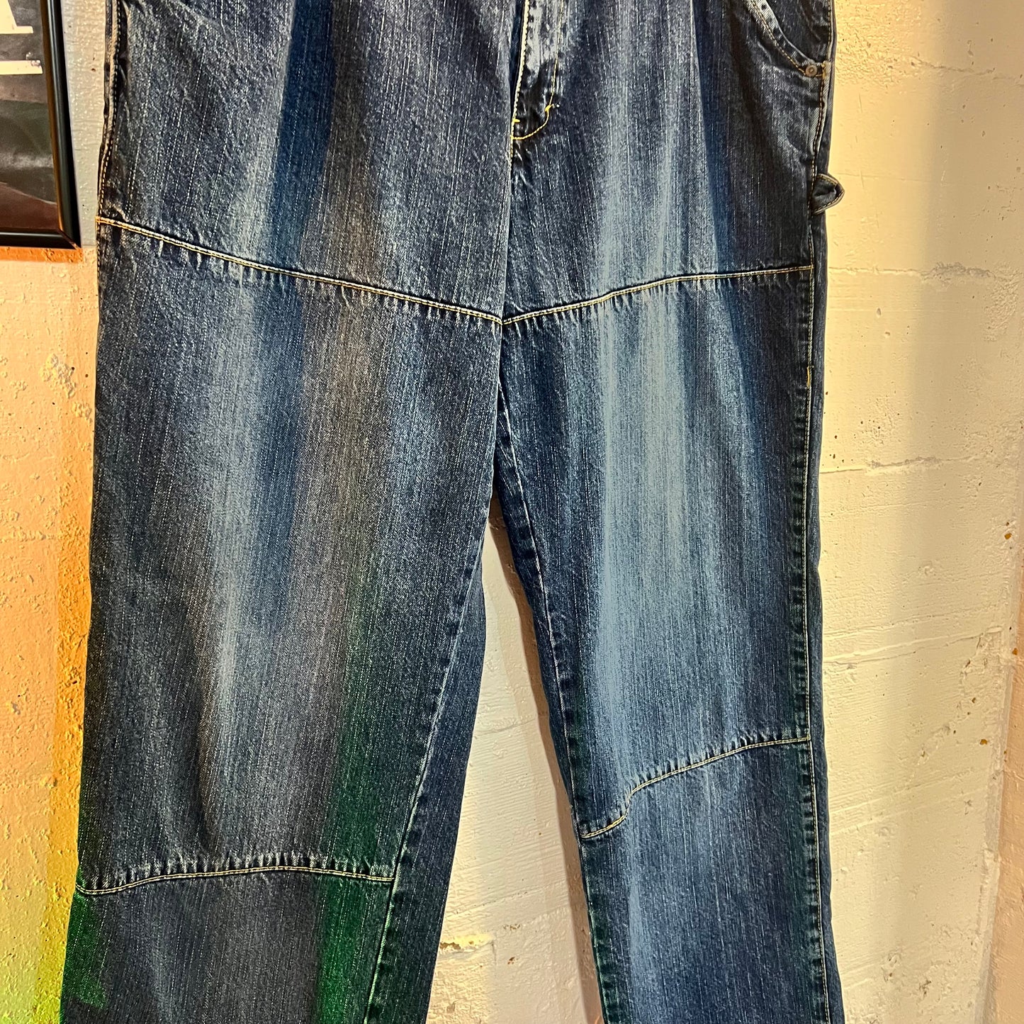 Vintage Enyce Brand Denim Double Knee Baggy Cargo Jeans - Size 40 - Dark Wash