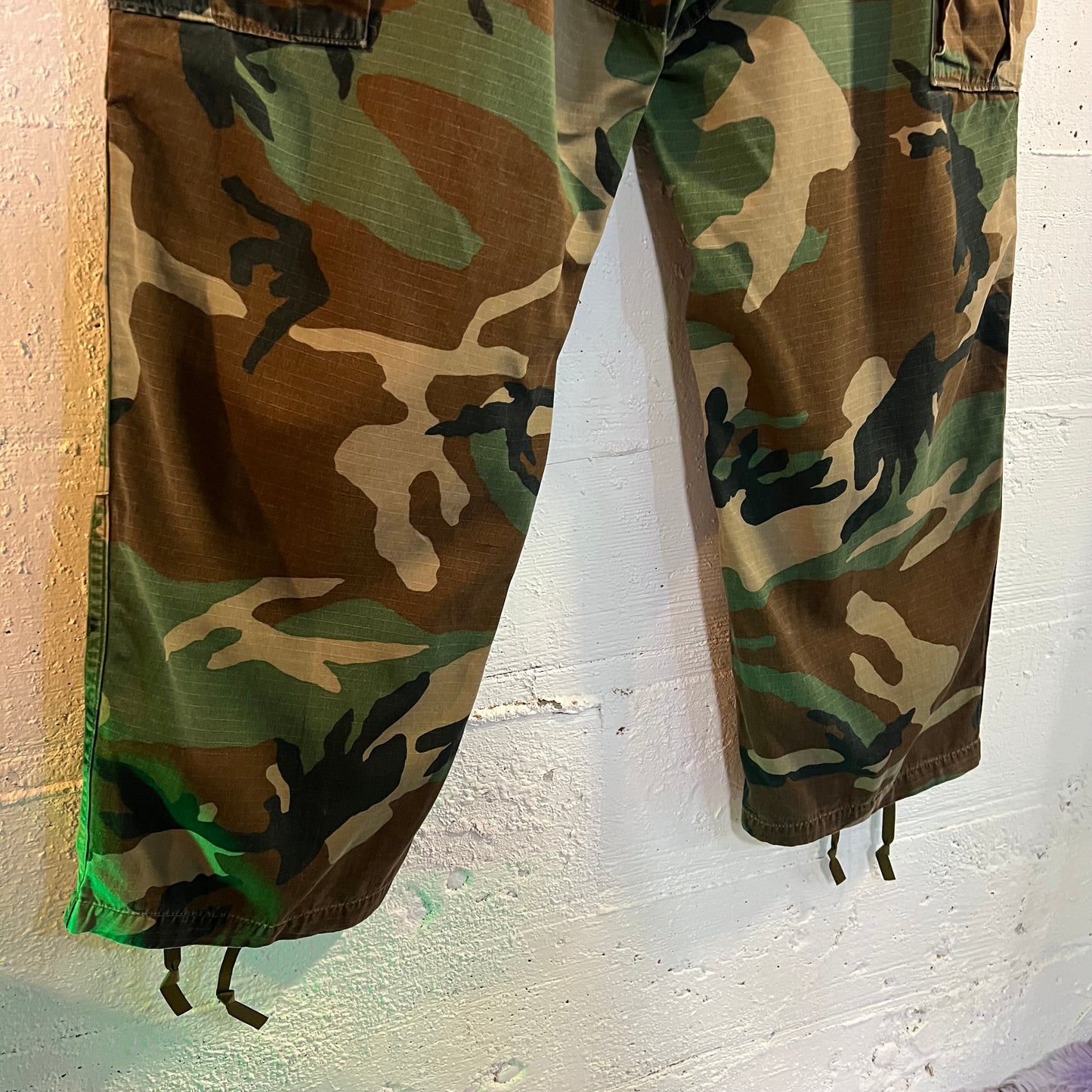 Vintage 80's U.S. Army Woodland Camo Combat Hot Weather Pants - Size Large (35") - Made In USA