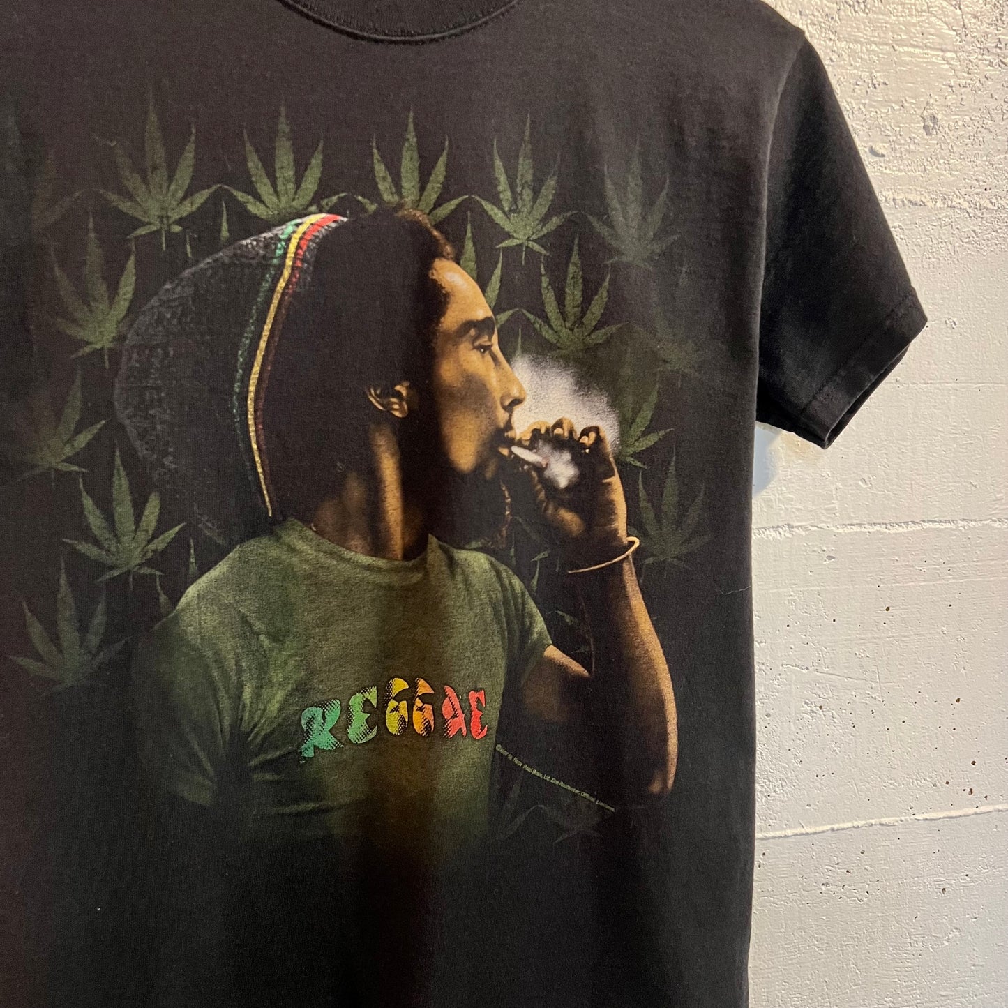 2007 Zion Roots Wear Bob Marley ‘Ganja’ T-Shirt - Size Small - Made In USA - Black/Multi