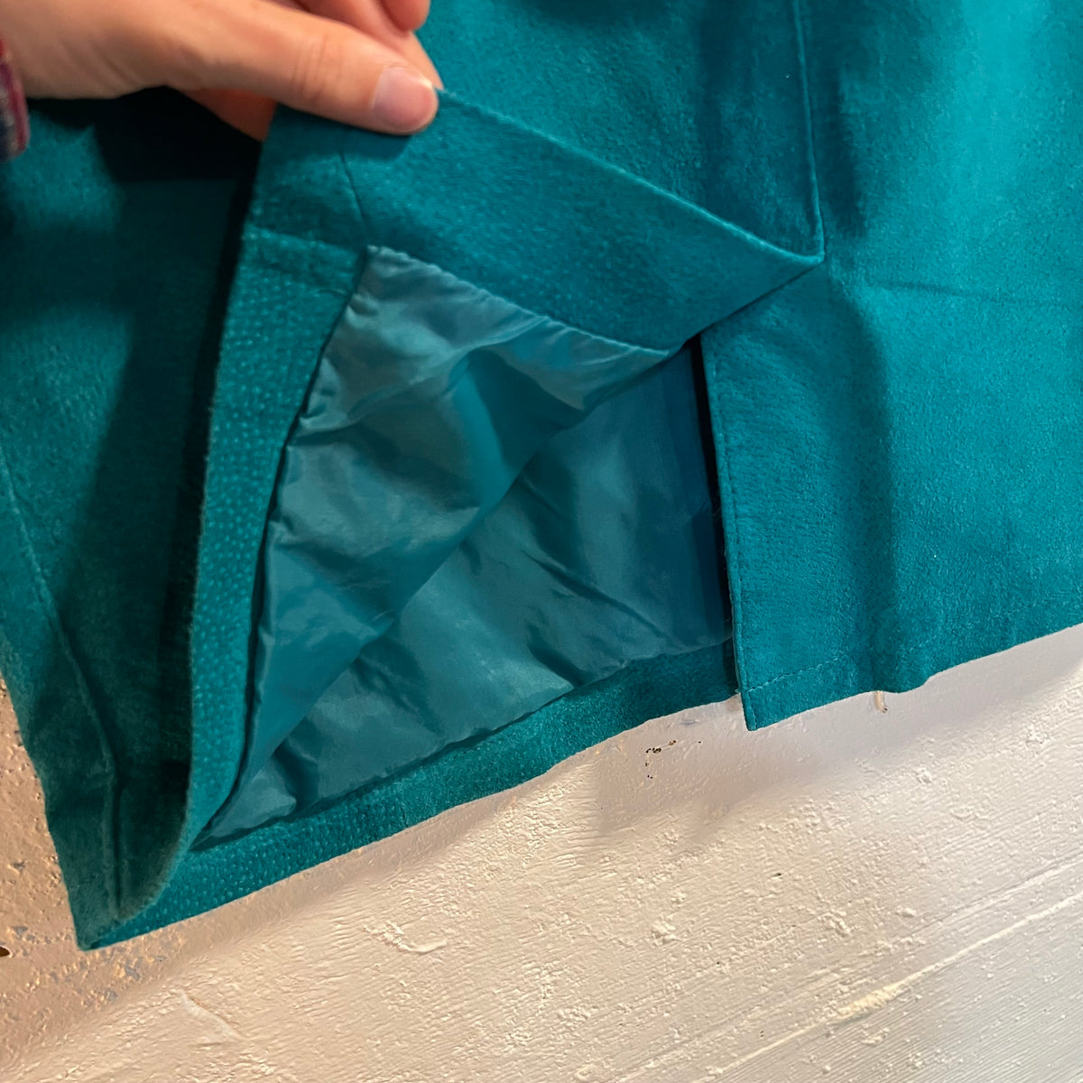 Vintage 90's Turquoise Suede Leather Mini Skirt - Size 3/4 - Blue/Turquoise