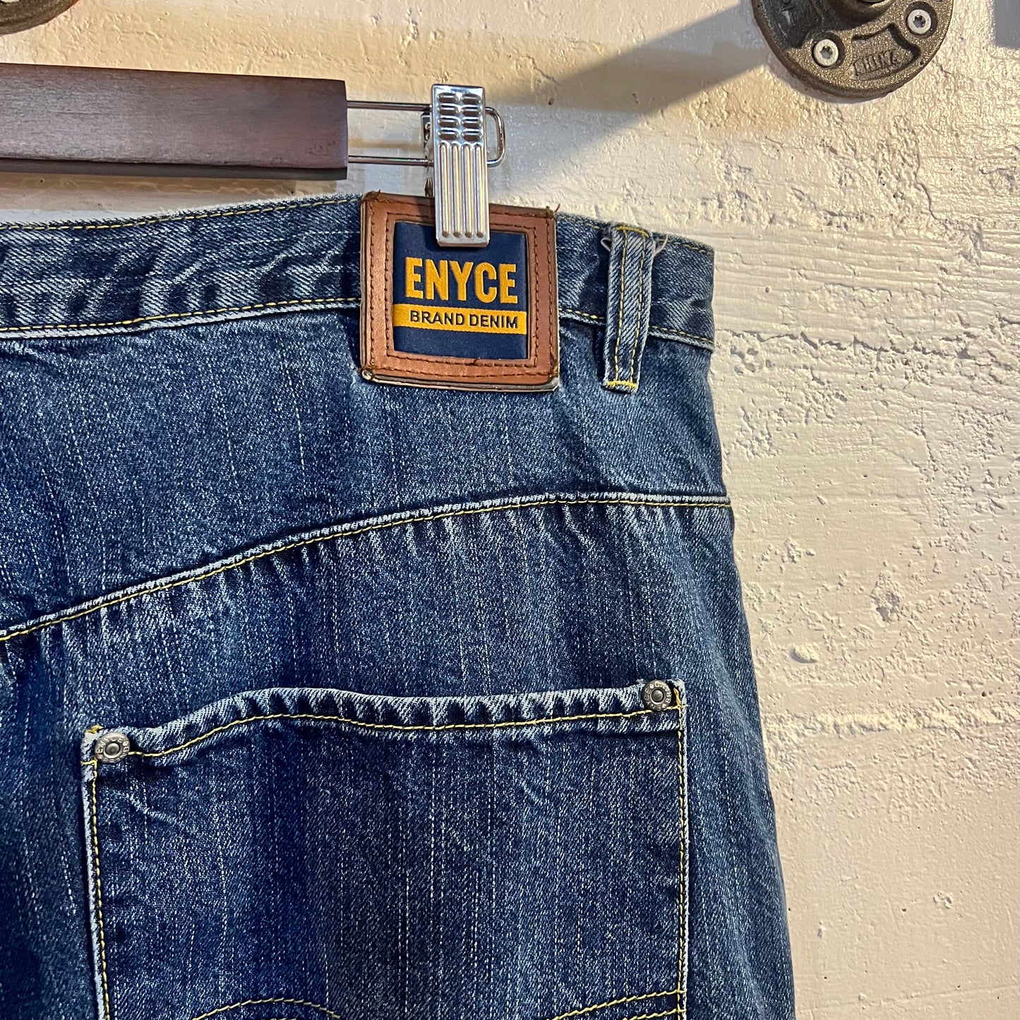 Vintage Enyce Brand Denim Double Knee Baggy Cargo Jeans - Size 40 - Dark Wash