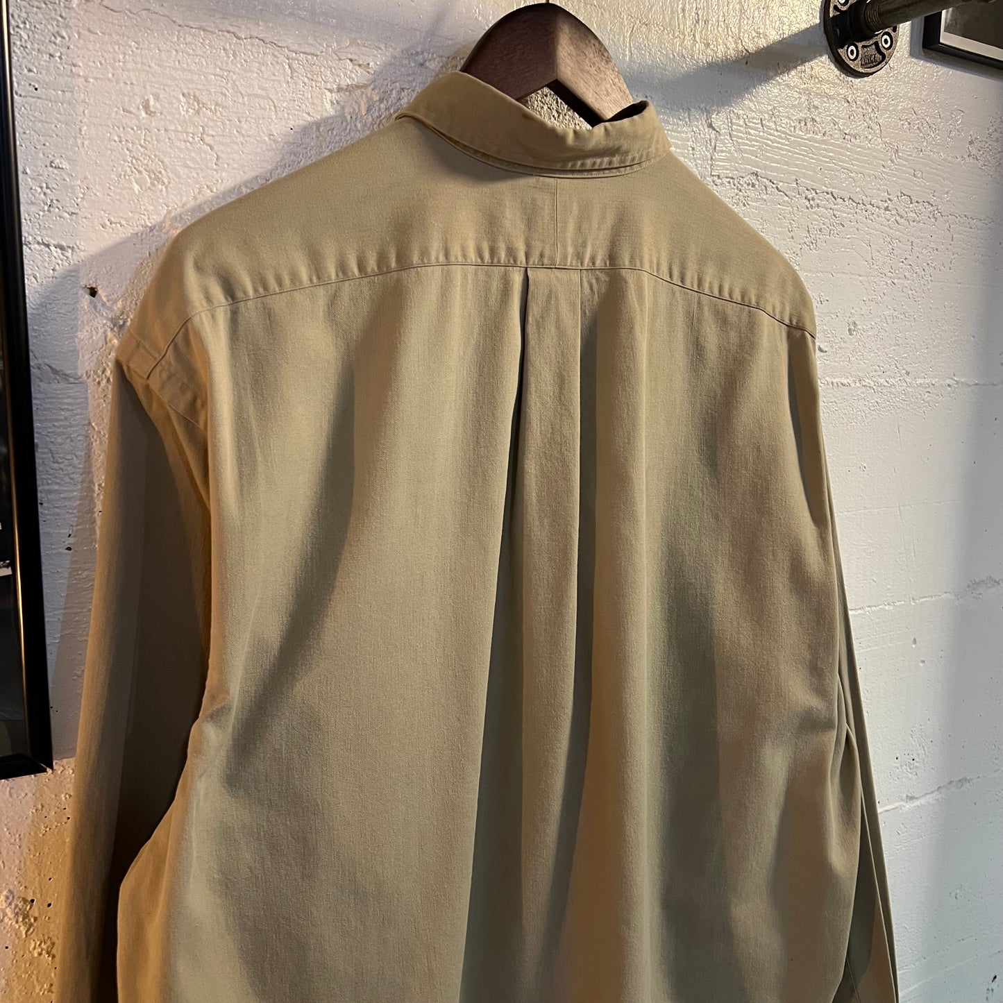 Vintage 90's Polo Ralph Lauren Royal Crest Button Up Khaki Shirt - Size Large - Tan/Khaki